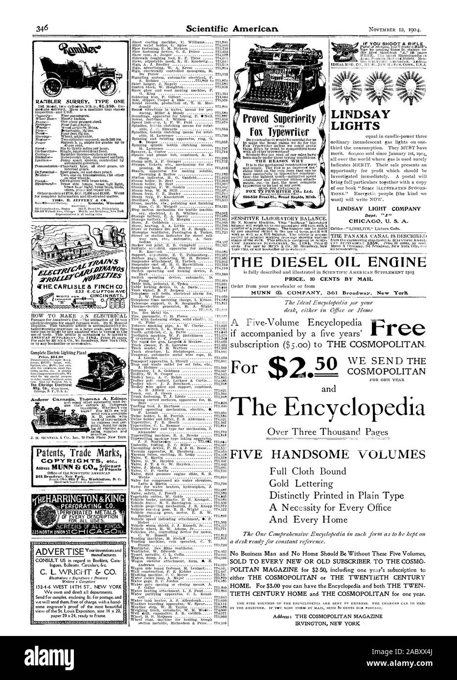 Ha dimostrato una superiorità Fox Nastri inchiostratori per macchine da scrivere se si spara un fucile LINDSAY LINDSAY LUCI LIGHT COMPANY Dept. '3' l'olio motore RArIBLER SURREY digitare uno siamo CARLISLE & FINCH C NI. Gli avvocati ffieHARRINGTON &RE PER TUTTI GLI USI. produce. Consultare noi rispetto agli opuscoli Cata 132-4-6 WEST 14TH ST. NEW YORK IL PREZZO DEL GASOLIO. Dieci CENTESIMI PER POSTA PER $2.1q COSMOPOLITAN Enciclopedia cinque volumi bello nessun uomo di affari e senza una casa dovrebbe essere Senza questi cinque volumi venduti per ogni nuovo o vecchio abbonato al cosmo POLITAN MAGAZINE per $2.50 compreso un anno di abbonamento sia t la cosmopolita o il Foto Stock