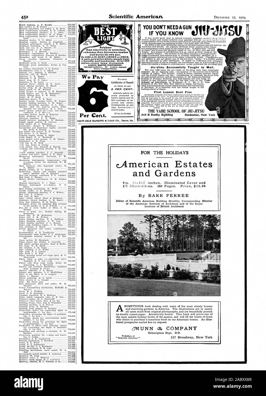Jiu-Jitsu insegnato con successo da Mail. Prima lezione gratis Inviato il VABE SCUOLA DI jiu jitsu=344 B Realty Building Rochester New York C se sapete V più brillanti di elettricità o acetilene --meno costoso lierosene.Non fa GREASEDIRTSMOKE o odori. Un safepowerful.whitesteady leggero, durevole e bello. Oltre 100 ricercano agenti ovunque. Abbiamo Pa.y per cento. Per le vacanze cAmerican terreni e giardini da BARR FERREE di editori, Scientific American, 1904-12-17 Foto Stock