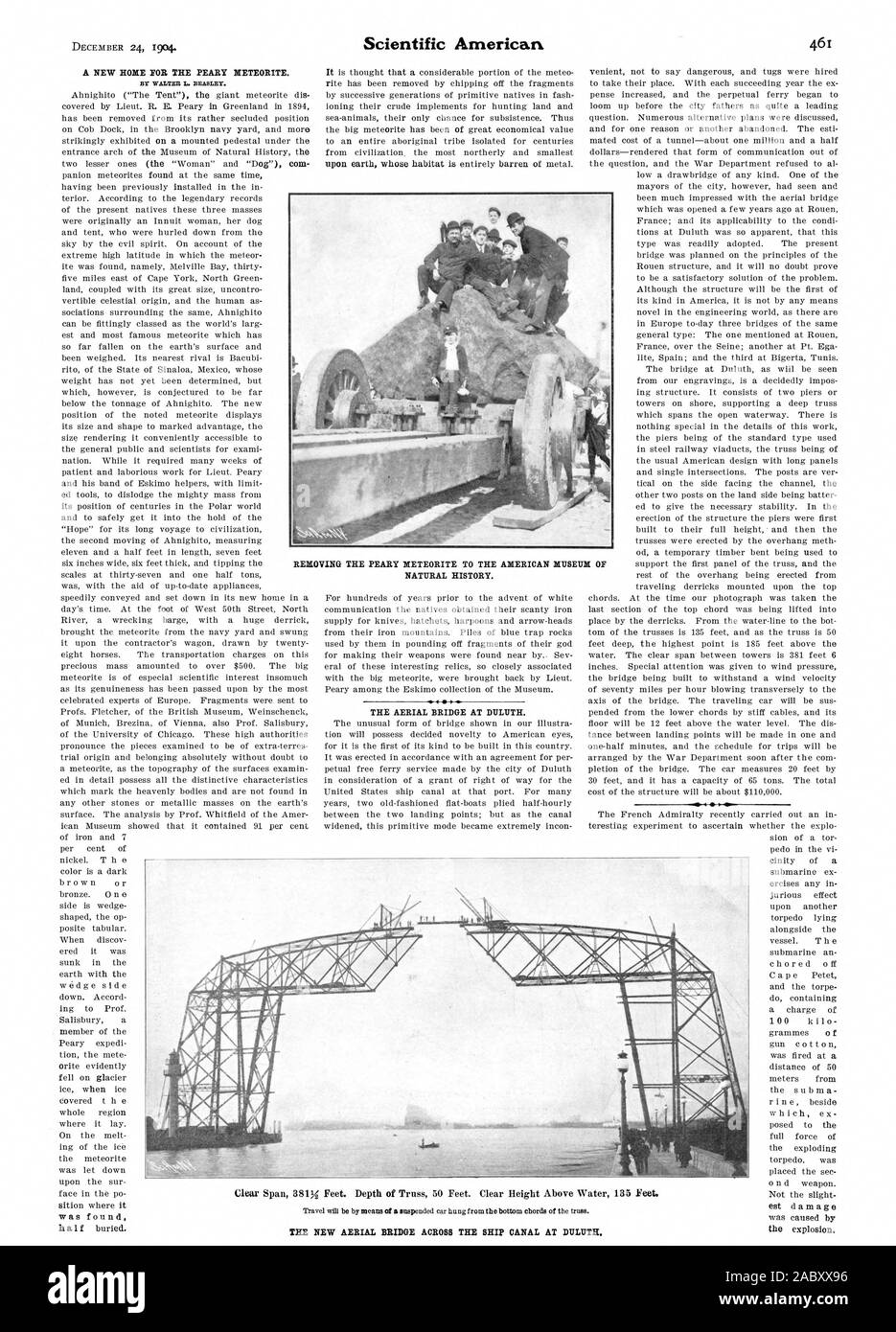 Una nuova casa o il METEORITE PEARY. Da WALTER L. BEASLEY. Il ponte aereo a Duluth. Storia naturale., Scientific American, 1904-12-24 Foto Stock