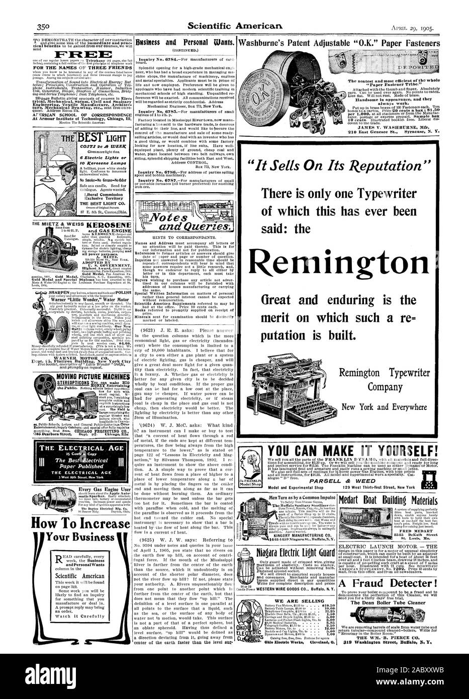 Washburne è regolabile di brevetto 'OK' dispositivi di fissaggio carta " Carta lampo tribù.' lavorare sempre. 210 East Genesee San Siracusa N. Y. come incrementare il vostro Business Business e personale vuole. Indagine n. 13786.-Per l'indirizzo delle parti che vendono lo stelo e la rocca di macchinari. I I II attii :mil e aueries. Niagara luce elettrica Guard Medart barca materiali di costruzione di una frode Detecter ! Il decano dei tubi della caldaia il filtro W M. - B. PIERCE CO. L'età elettrico le migliori apparecchiature elettriche III L'ETÀ ELETTRICA III tical i vantaggi offerti dai nostri corsi invieremo PER I NOMI DI TRE AMICI Engineering Foto Stock