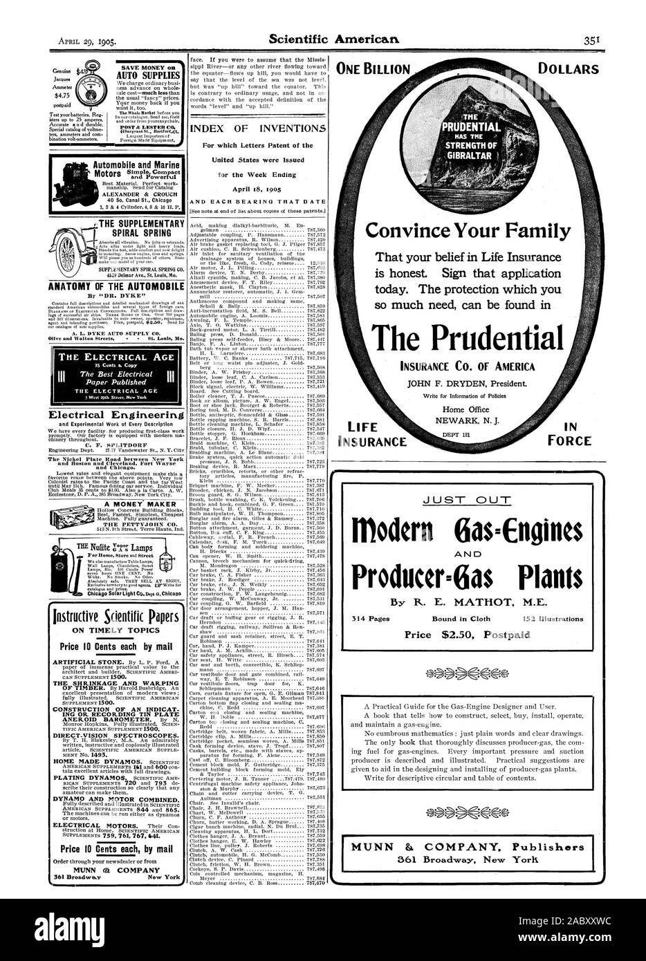 Da 'DR. DYKE' A. L. DYKE ALIMENTAZIONE AUTOMATICA CO. Ingegneria elettrica e lavoro sperimentale ot ogni descrizione C. F. SPLITDORF la lastra di nickel strada tra New York e Boston e Cleveland Fort Wayne e Chicago. faccia. Se si dovesse assumere che il Missis sippi fiume-o qualsiasi altro fiume che scorre verso l'INDICE DI INVENZIONI PER LE QUALI lettere di Brevetto degli Stati Uniti sono stati rilasciati per la settimana che termina il 18 aprile 1905 e ciascun cuscinetto che data un miliardo di dollari Genuine Jacques Anuneter $4,75 postpagato testare le batterie. Reg catalogo speciale di voltme ter amperometri e com bination volt-amperometri Foto Stock