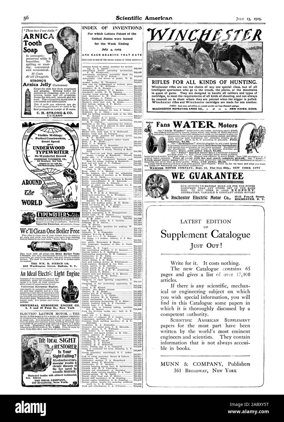 La WM. B. PIERCE CO. 319 Washington Street Buffal N. Y. Un ideale della luce elettrica universale del motore Motore di kerosene. Lancio elettrico motore.- L'INDICE DELLE INVENZIONI negli Stati Uniti sono stati rilasciati e ciascun cuscinetto che DATA DI RIPETIZIONE WINCHESTER ARMS CO. A- NEW HAVEN CONN. Abbiamo GVARANTEE ROCHESTER N. Y. Supplemento catalogo appena fuori! ARNICA dente Soap del forte CHICAG Writinu visibile; perfetta costruzione; grande velocità UNDERWOOD Nastri inchiostratori per macchine da scrivere il suo meraviglioso registrare circa Vhe mondo TYPEWRITERSI4VE5 REsionit è la vostra vista in mancanza? La società ideale, Scientific American, 1905-07-15 Foto Stock