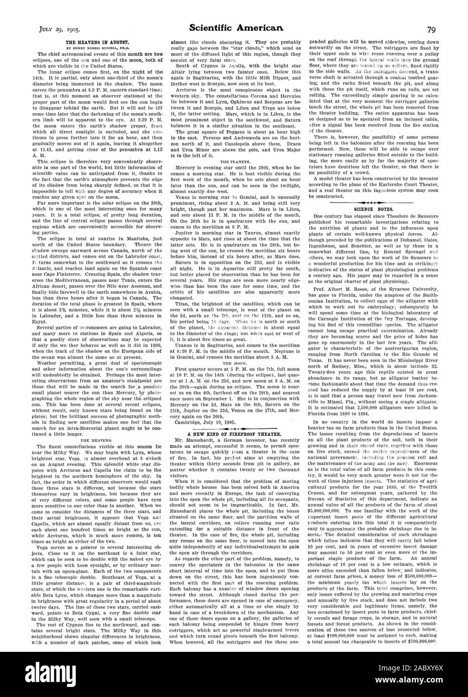 Un nuovo tipo di teatro ignifughi., Scientific American, 1905-07-29 Foto Stock