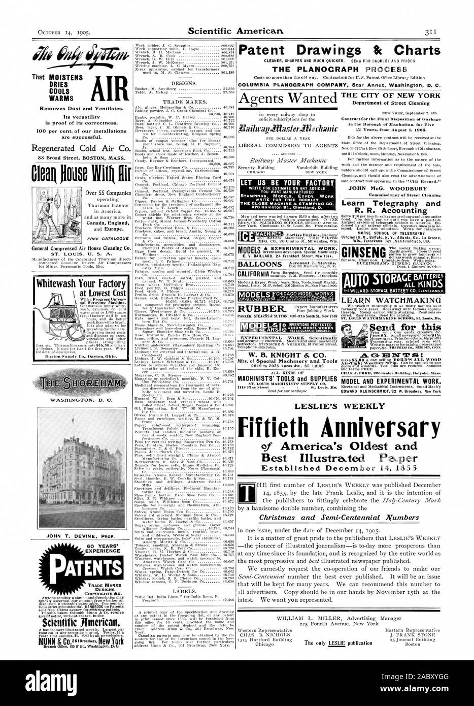 Asciuga raffredda riscalda discolpare la vostra fabbrica a più basso costo sal Macchina di spruzzatura. Alimentazione di Dayton Co. Dayton, Ohio. JOHN T. DEVINE PROP. 60 ANNI DI ESPERIENZA DI COMMERCIO DI BREVETTI Modelli maschere Scientific American Disegni di brevetti & Grafici CLEANER NITIDE E MOLTO PIÙ VELOCE. Inviare per OPUSCOLI E PREZZI IL PROCESSO PLANOCRAPH COLUMBIA PLANOCRAPH AZIENDA Star allegato Washington D. C. Dipartimento di pulizia della strada NailevagRlasterjilethanic AFFRANCATURE MODELLI E X PER. Il lavoro di scrivere per opuscolo LIBERO nel distretto di Manhattan. per cinque imparare la telegrafia e R. Accounting E. V. BAILLARD. 24 Francoforte Street. New York Foto Stock