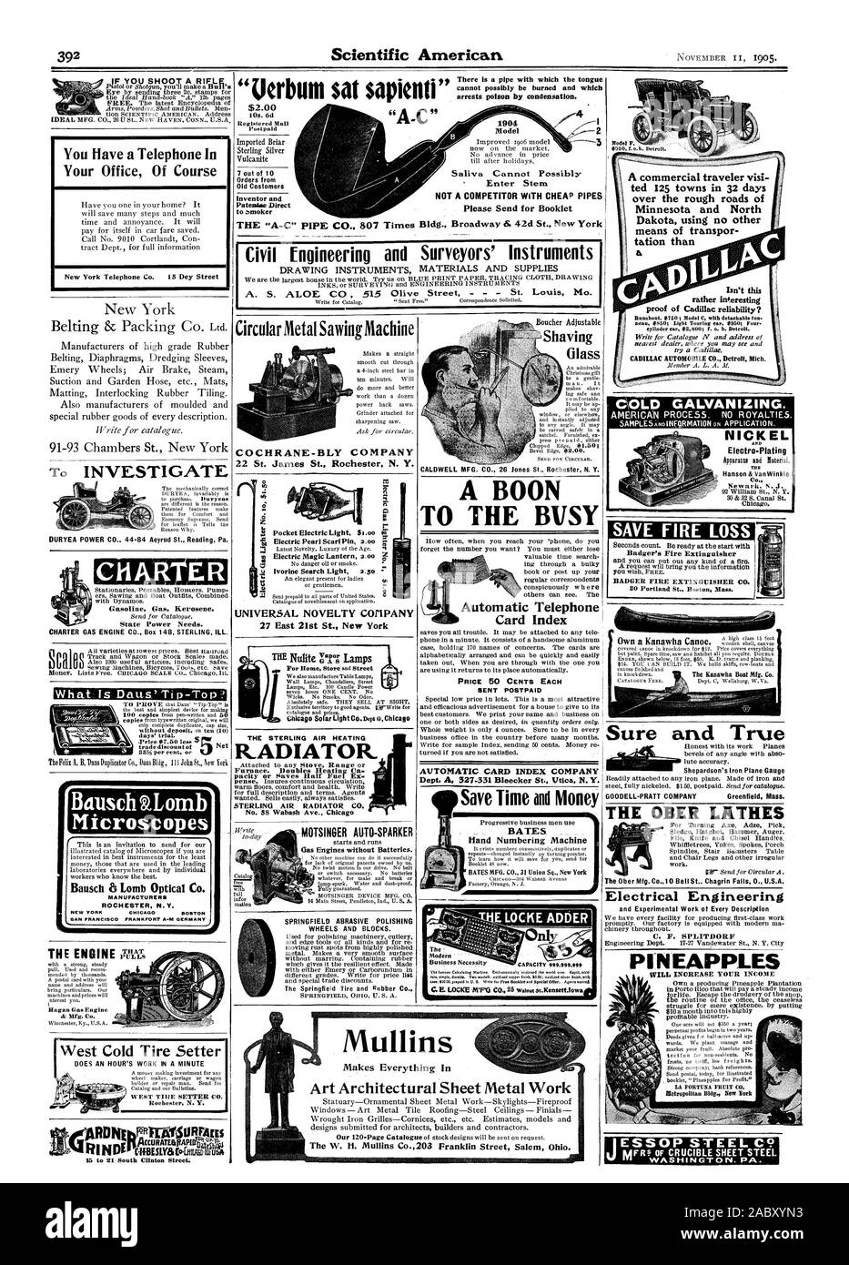 Arresti veleno dalla condensazione. Modello 1904 saliva non può eventualmente ' Inserire lo stelo non è un concorrente con tubi economici si prega di inviare per Opuscolo 7 su dieci ordini da inventore e Patesese diretto al fumatore $2.00 10s. 6D registrate Ave postpagato 4 2 -3 se si spara un fucile il vostro ufficio di corso New York Telephone Co. 15 Dey Street per investigare DURYEA POWER CO. 44-84 Aeyrud San lettura Pa. gas a benzina di cherosene. Il potere statale ha bisogno. CHARTER MOTORE A GAS CO. Box 148 STERLING ILL. Il 'A-C' TUBO CO 807 volte di metallo circolare macchina segatrice 22 San Giacomo San Rochester N. Y. Pocket luce elettrica $ho Electric Foto Stock