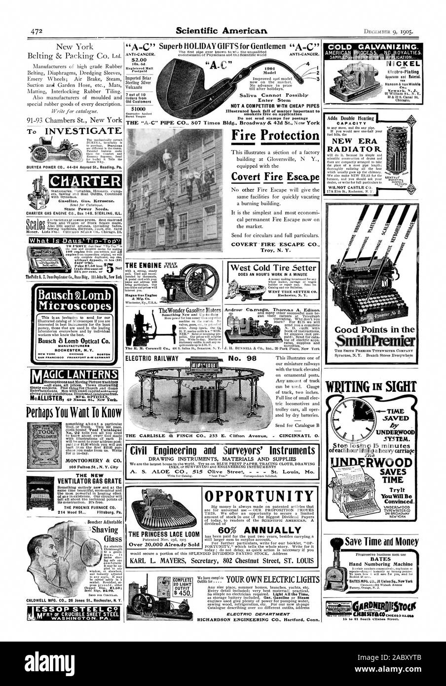 Zincatura dOLD. Nichel Electro-Plating LA POTENZA DURYEA CO 44-84 Aeyrud San lettura Pa. carta membro le esigenze di alimentazione. CHARTER MOTORE A GAS CO. Box 148 STERLINE. ILL. giorni di prova. Prezzo inferiore a 7,50 $ MONTGOMERY fc CO. 105 Fulton San N. Y. City il forno di PHOENIX CO. Vetro di rasatura CALDWELL MFG. CO. 26 Jones San Rochester N. Y. ESSOP ACCIAIO C5) "C' anti-cancro. Posta Raccomandata postpagato 7 su dieci ordini da clienti di vecchia data la "A-C' TUBO CO 807 volte Hagan motore a gas & Mfg. Co. TheWonder Motori a benzina qualcosa di nuovo fatto scorrere fino ad oggi il nostro priess aurprise sarà elettrica ferroviaria inserire lo stelo non un Foto Stock