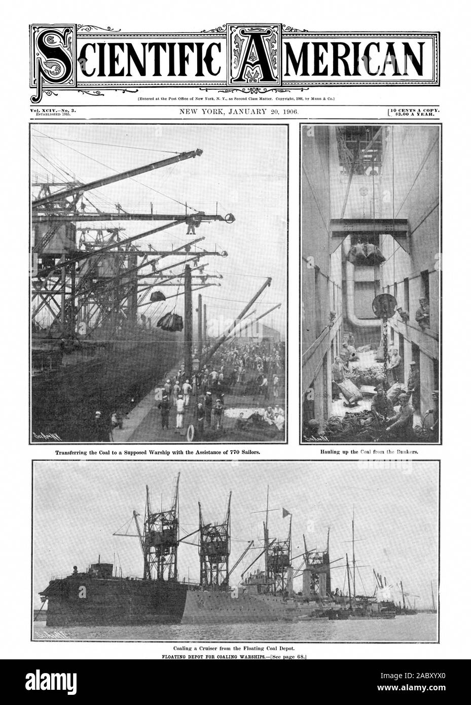 MERICAN SCIENTIFICA Vol. XCIVNo. 3. 0 centesimi una copia. 1 $3,00 all'anno., Scientific American, 1906-01-20 Foto Stock