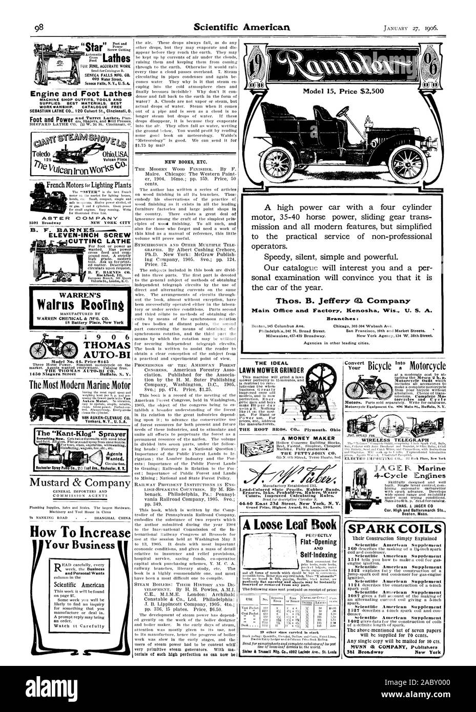 Motore e piede torni B. F. BARNES undici pollici vite TORNIO CUTTINC WARREN'S trichechi Roofint 1 9 0 6 THOMAS AUTO=BI tre cavalli. Moto più semplice sul LA THOMAS AUTO.MI CO. Il 'Kant-Klog' irroratore voluto. La senape & Company come aumentare il tuo Business nuovi libri etc. Convertire torcycles ciclo e telegrafo senza fili BOBINE DI ACCENSIONE A SCINTILLA Scientific American Supplement Scientific American Su pplement Scientific American Supplement Scientific American Supplement Scientific American Supplement Scientific American Supplement Scientific American Supplement MUNN reli Società Editori 361 Bros.clway Foto Stock