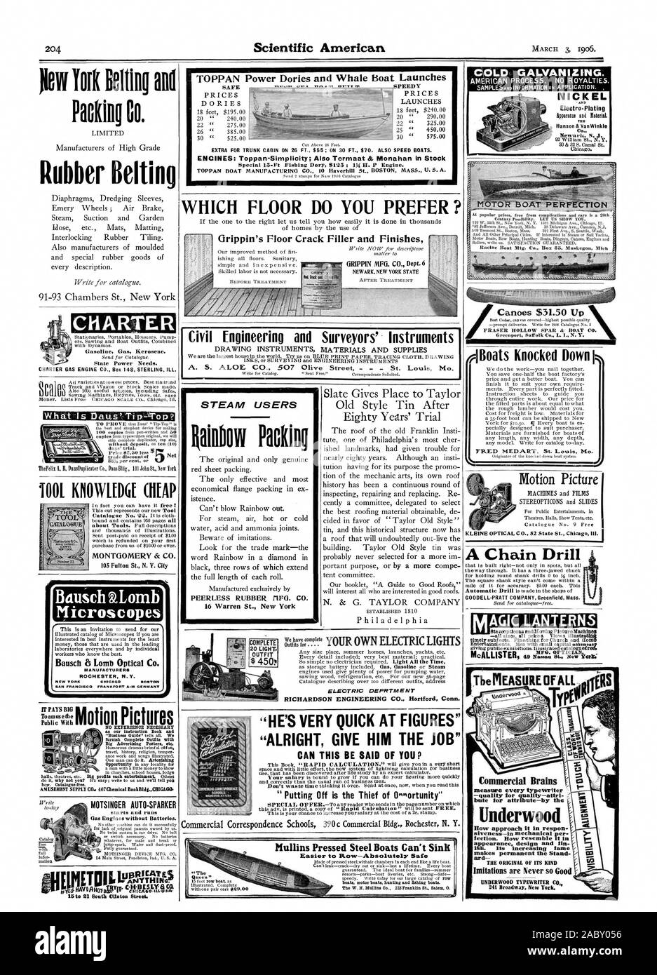 Grippin pavimento del crack del bocchettone di rifornimento e di finiture GRIFFIN MFG. CO. Dept. 6 NEWARK DI NEW YORK STATO 'ovcrigr.m.P.K.' IL VOSTRO PROPRIO LE LUCI ELETTRICHE DEPRTME ELETTRICO NT RICHARDSON ENGINEERING CO. Hartford Connecticut. "Lui è molto veloce a figure' " bene dare Lui il lavoro' questo può essere detto di 'The Mullins Acciaio pressato imbarcazioni non può affondare più facile alla riga-assolutamente sicuro completa 20 luce. OUTFIT $ 450 ZINCATURA A FREDDO. Nichel e Eleetro-Plating Hanson & VanWinkle4d opo Racine 13ont Mfg. Co. Box BR Muskegon. :Mich barche abbattuto Motion Picture liew York cinghie ed Packing Co. Cinghie di gomma carta gas a benzina Ke Foto Stock
