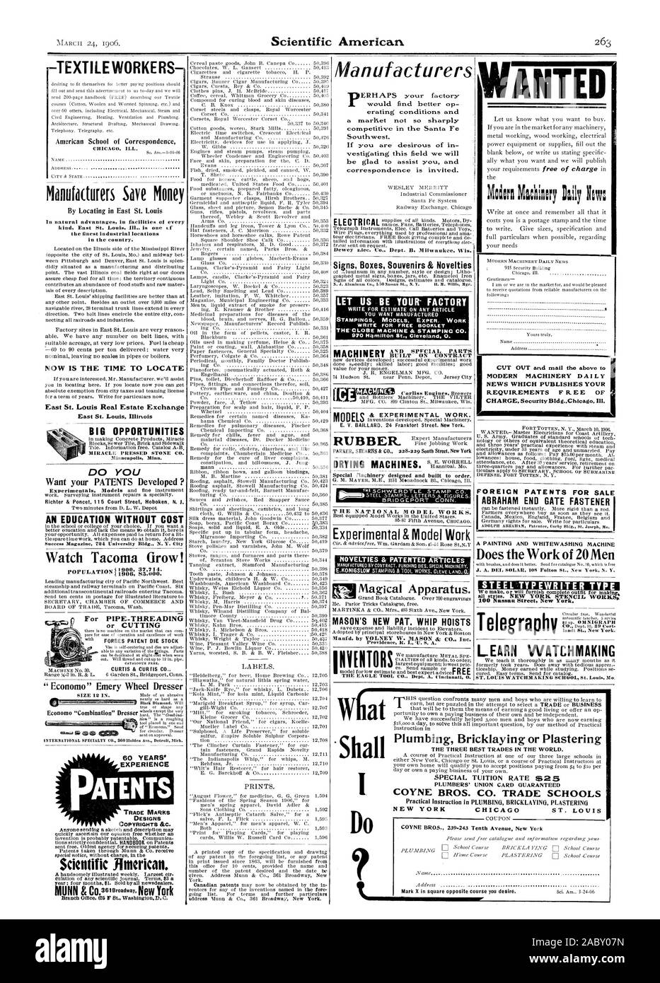 Scuola americana di corrispondenza è ora il momento di individuare East St. Louis Real Estate Exchange East St. Louis Illinois grandi opportunità avete un educazione senza costi Guarda Tacoma crescere! 37 71. I produttori avrebbero potuto trovare di meglio op a sud-ovest. Se siete desiderosi di vestigating in questo campo ci sarà la corrispondenza è invitato. Scatole di segni souvenir & Novità SCRIVERE PER PREVENTIVO SU QUALSIASI ARTICOLO CHE SI DESIDERA fabbricato affrancature modelli ExPER. Il lavoro di scrivere per opuscolo LIBERO L'OLOSE MACCHINA &. Timbratura di CO. 970 Hatmllton St Cleveland 0. Volevo moderni macchinari Daily News che pubblica il vostro requisito Foto Stock