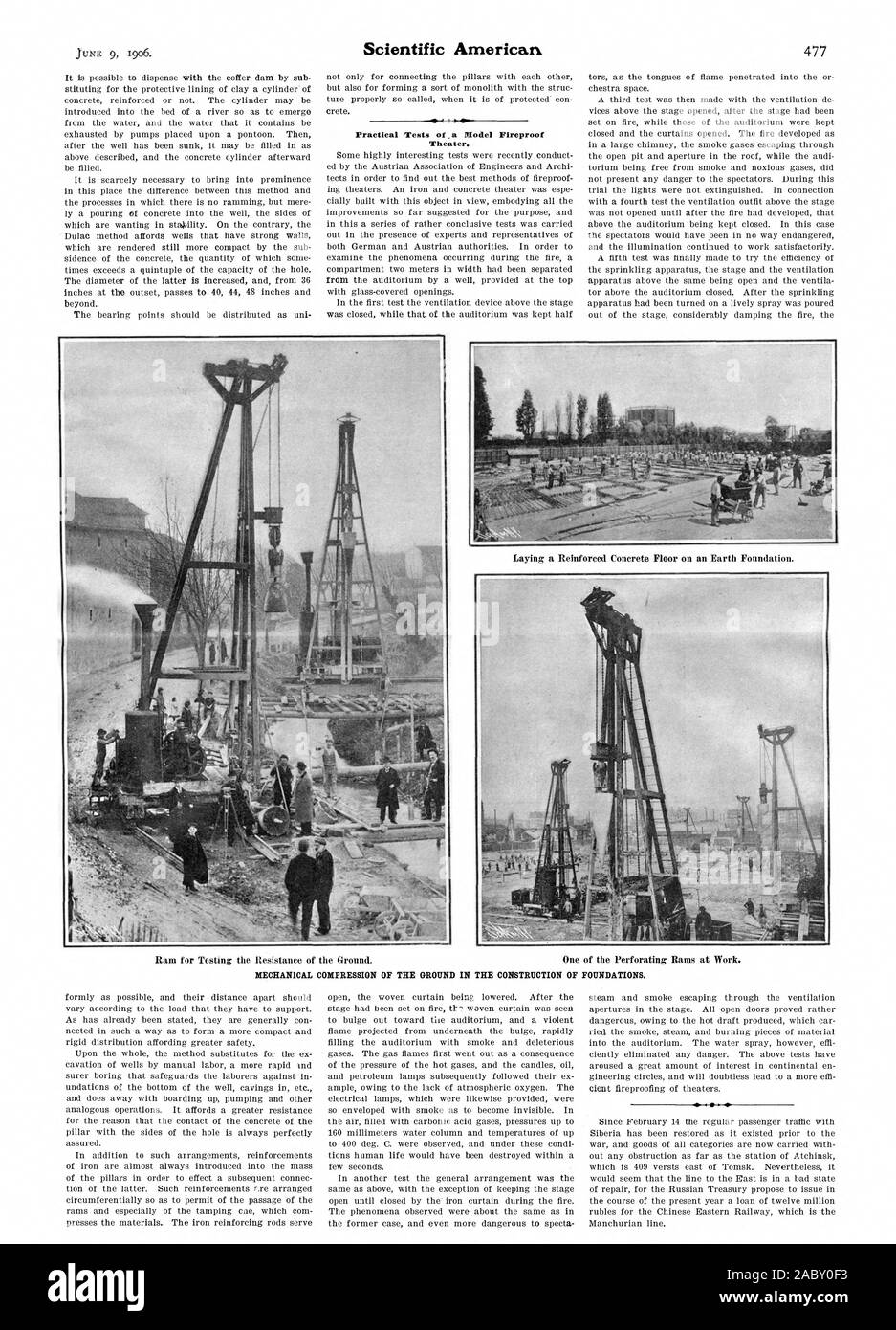 Prove pratiche di un modello di teatro ignifughi., Scientific American, 1906-06-09 Foto Stock