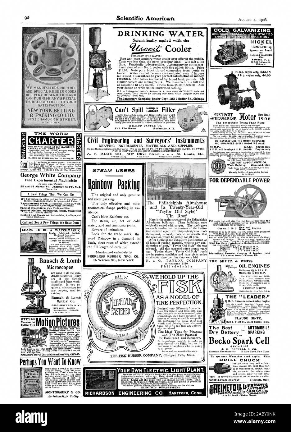 Come. C ataloguefree. MONTGOMERY & CO. 105 Fulton San N. Y. CITTÀ E GARANZIA PER OGNI MOTORE ABBIAMO MANE DETROIT AUTO-Marine Co. e e 7 g di Monroe Street Chicag Ill. L'MIETZ & Weiss AGOSTO MIETZ H. P. Gasolene motore Auto-Marine CLAUDE SINTZ la migliore automobile Becko cella di scintilla il mandrino portapunte noi tenere sollevata la ASA modello di perfezione dei pneumatici. I pneumatici ideale per il piacere e il più pratico per Endurance e dell'economia. Il FISK RUBBER COMPANY Chicopee Falls messa. Gli utenti di STEAM Rainbow imballaggio 16 Warren San New York HARTE ttVluall71:1;, Scientific American, 1906-08-04 Foto Stock