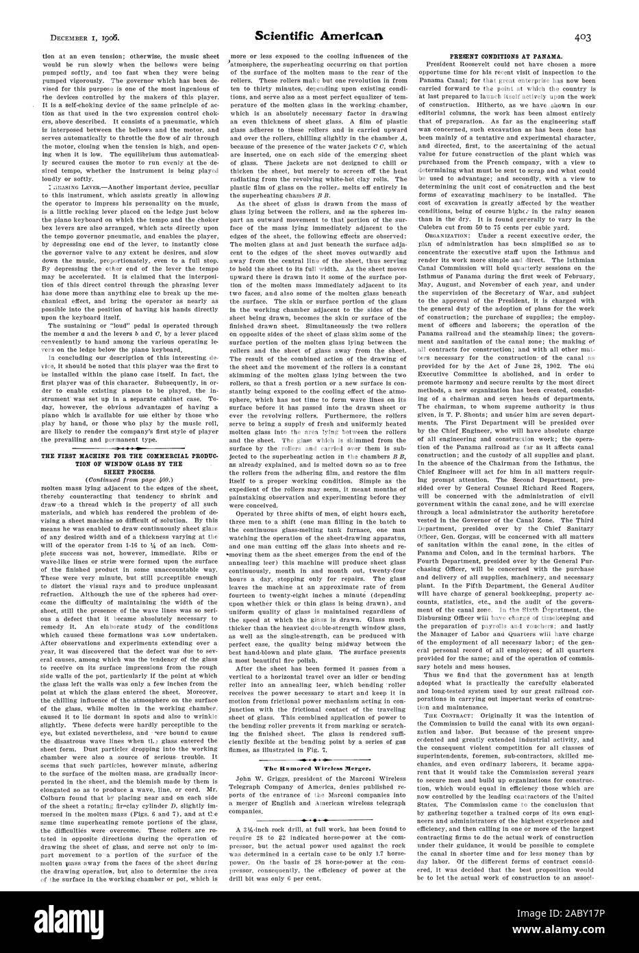 Processo di foglio. La vocifera fusione Wireless. Condizioni presenti a PANAMA., Scientific American, 1906-12-01 Foto Stock