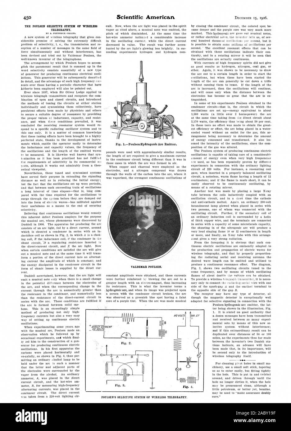 Il POULSEN sistema selettivo di telegrafia senza fili. VALDEMAR POULSEN., Scientific American, 1906-12-15 Foto Stock