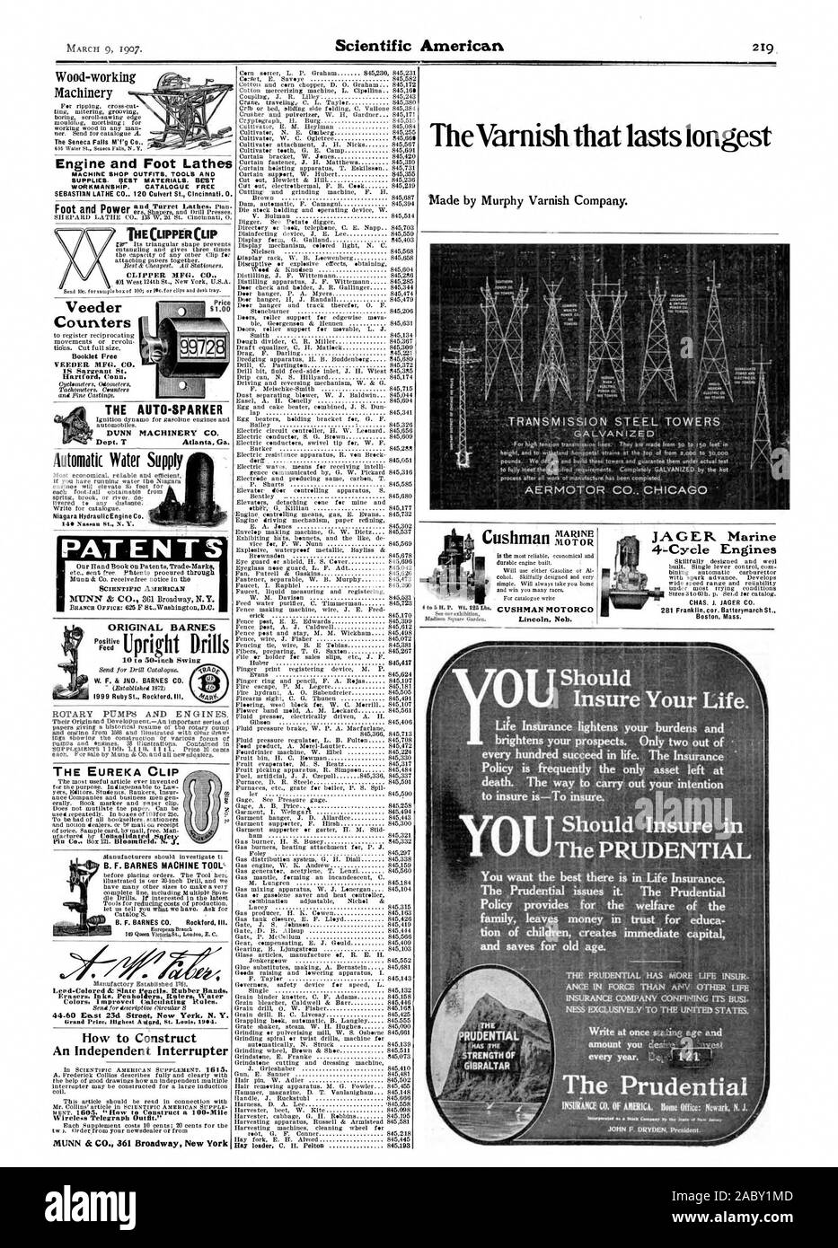 Il Seneca Falls M'Pg Co. Motore e piede torni macchina negozio abiti GLI STRUMENTI E I MATERIALI DI CONSUMO. Materiali migliori. Ottima fattura. Catalogo libere Sebastian TORNIO CO 120 canale sotterraneo di San di Cincinnati. 0. La vernice che dura più a lungo fatto da Murphy società di vernice. GALVANIZED AERMOTOR CO CHICAGO ' Scientific American pompe rotative e motori. La graffa di EUREKA B. F. BARNES CO. Rockford III. '44 colori migliorati i ruoli di calcolo. Un ruttore indipendenti MUNN CC CO. 361 Broadway New York la CLIP CLIPPER CLIPPER MFG. CO. DVNN MACHINERY CO. Dept. T Atlanta da. L'AUTO-Contatori SPARKER Opuscolo alimentatore libero MFG Foto Stock