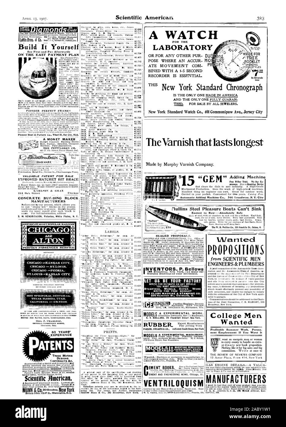 Creala tu stesso sul semplice piano di pagamento Pioneer barca Pattern & Co. Wharf 85 Bay City Mich L A PETT Y.I OHN CO. ANIERICAS più popolare ' ferroviarie' CALIFORNIA. a Oregon. Marchi Disegni copyright &C. Jilmerican scientifica 60 ANNI DI ESPERIENZA PIPROVED RATCHET BIT calcestruzzo rinforzo di blocco da costruzione 6163 etichette. Stampe. I FABBRICANTI DI UN OROLOGIO PER IL LABORATORIO In caso SlIverode New York Cronografo Standard a t. Per la vendita da parte di tutti i gioiellieri. New York Standard Watch Co. 401 Communipaw Ave. Jersey City la vernice che dura più a lungo "ultan' libero IO.Giorni di prova. Dobbiamo pagare Ex automatico Macchina aggiunta di Co Foto Stock