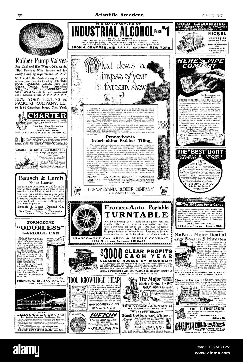 In gomma delle valvole della pompa NEW YORK CINTURAZIONE & IMBALLAGGIO COMPANY LTD CHARTER CHARTER MOTORE A GAS CO. Box 148 STERLING ILL. Bradley Istituto Politecnico FORMOZONE 'inodore' immondizia può per.MOZONE IGIENICO MEG. CO. Luce elettrica abiti le lampade ad incandescenza e sono i proiettori. RICHARDSON ENGINEERING CO. Hartford Connecticut. L'uomo U FACTU RE DI ALCOHOLPricel industriale di F. B. WRICHT Pennsylvania. In gomma ad incastro Tilin Franco-Auto giradischi portatile 1402 Michigan Avenue CHICAG OGNI ANNO CASE CLEANINC da macchinari 1.1.Un'IrCA zincatura a freddo in nichel Electro-Plating Hanson&VanWInkle Co. Newark N.J. Prezzo 91.50 Foto Stock