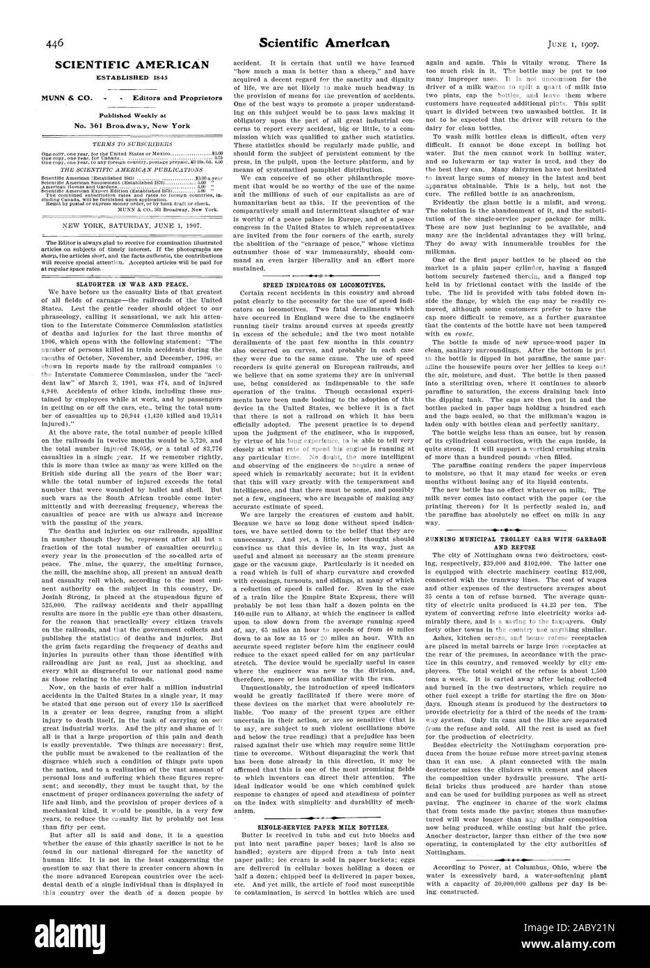 SCIENTIFIC AMERICAN ESTA13fissate 1845 MUNN & CO. - Editori e proprietari settimanale pubblicata al n. 361 Broadway. New York, 1907-06-01 Foto Stock