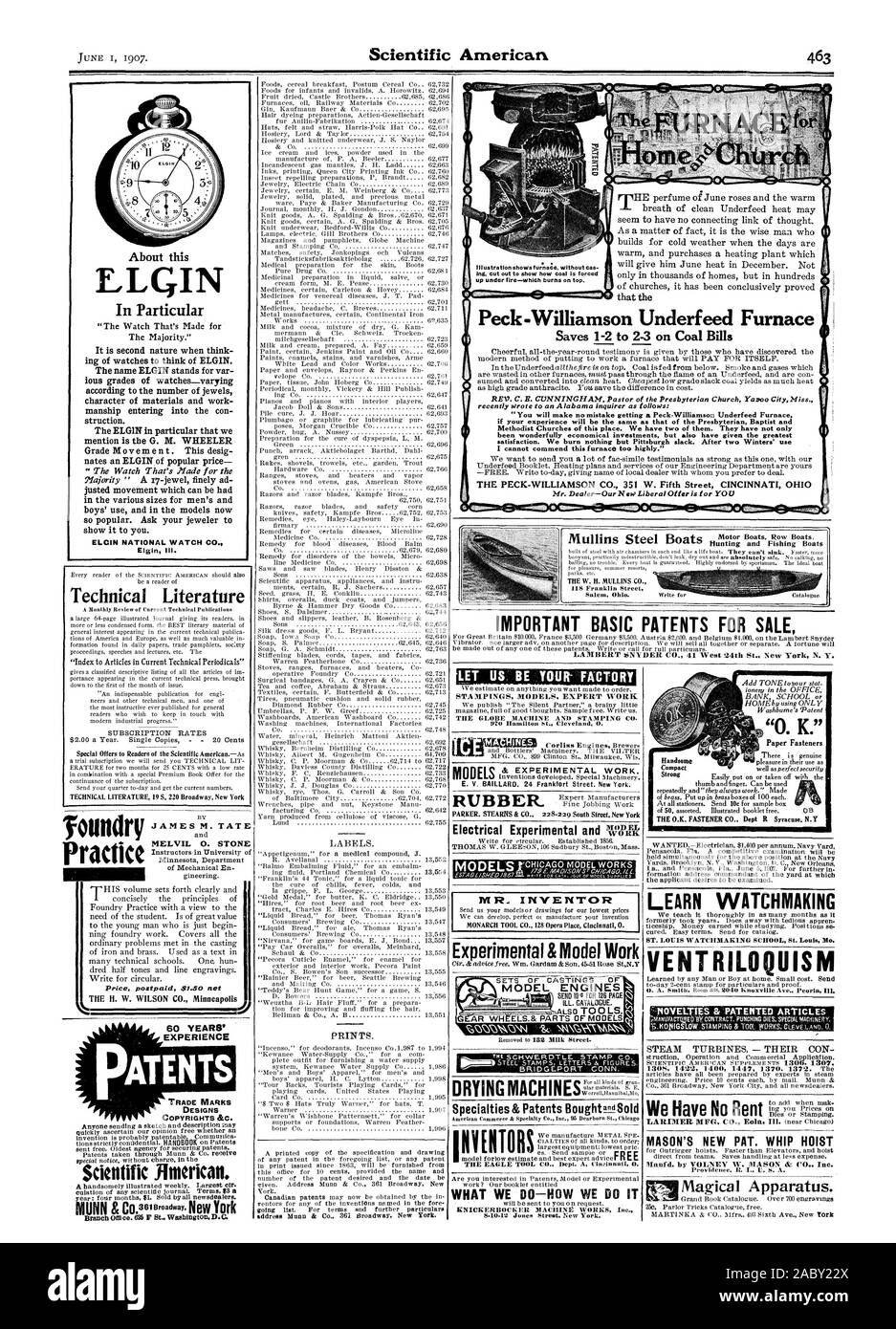 A proposito di questo LLQIN In particolare ing di orologi di pensare a Elgin. Il nome ELGIN sta per var ious i gradi di orologi variabile secondo il numero di carattere gioielli di materiali e del lavoro manship entrando nel cost struction. La Elgin in particolare che possiamo citare è la G. M. WHEELER grado di movimento. Questo desig nates un ELGIN del prezzo popolare justed movimento che può essere avuto in vari formati per uomini e ragazzi di utilizzazione e nei modelli ora così popolari. Chiedete al vostro gioielliere per mostrare a voi. ELCIN NATIONAL WATCH CO. Letteratura tecnica James M. TATE MEL VIL 0. Prezzo di pietra postpagato Si.do Foto Stock