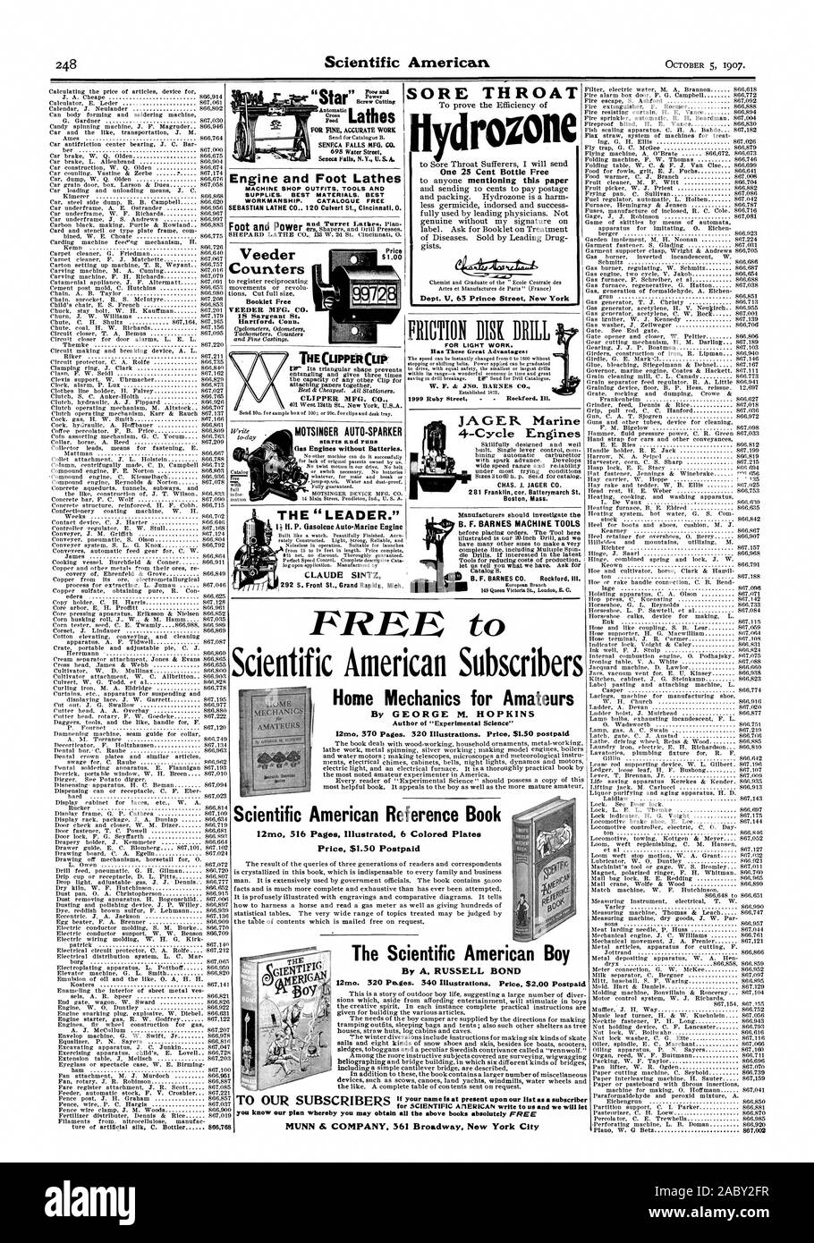 Croce per ENE accurato lavoro SENECA FALLS MFG. CO. 695 Water Street Seneca Falls N.Y. U.S.A. Motore e piede torni macchina negozio abiti GLI STRUMENTI E I MATERIALI DI CONSUMO. Materiali migliori. Ottima fattura. Catalogo libere Sebastian TORNIO CO 120 canale sotterraneo di San di Cincinnati. 0. e torni revolver MOTSINGER PIANO AUTO-SPARKER motori a gas senza batterie. Il "LEADER". 292 S. Front St. Grand Rapids Michigan. Il clipper CUP' CLIPPER MFG. CO. 401 West 124San New York U.S.A. Disco di attrito della seminatrice per lavori leggeri. Ha questi grandi Advantagese 1999 Ruby Street - Rockford. Ill. JAGER Marine motori a 4 Tempi sapientemente progettate Foto Stock