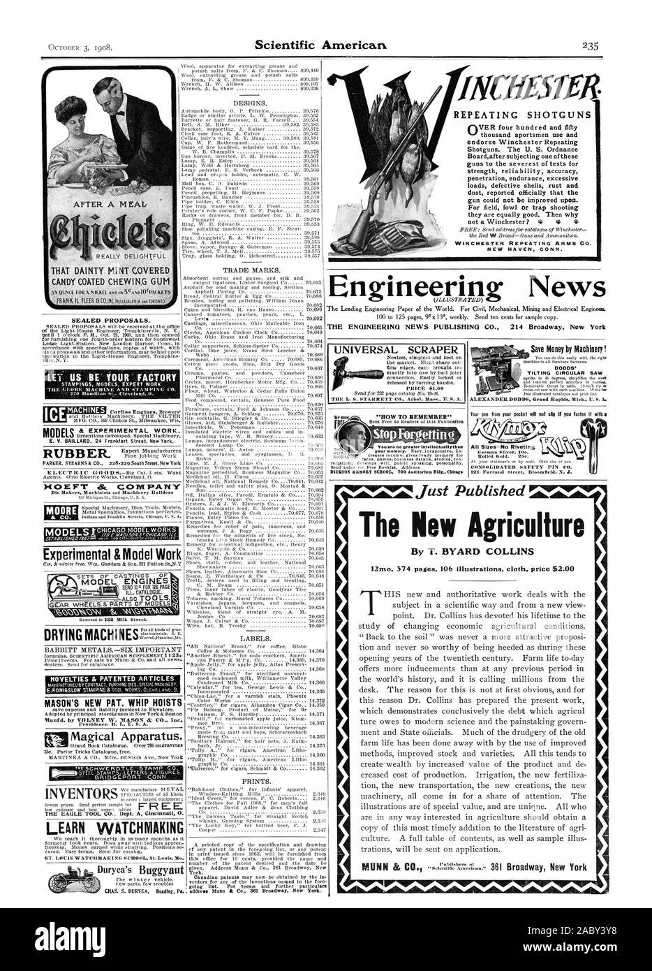 Essi sono ugualmente buoni. Allora perché WINCHESTER BRACCI DI RIPETIZIONE CO. NEW HAVEN CONN. Disegni e modelli. Marchi commerciali. Etichette. Engineering News ENGINEERING NEWS PUBLISHING CO. 214 Broadway New York raschiatore universale risparmiare denaro da macchinari ! DODDS' INCLINAZIONE SEGA CIRCOLARE "Come a ricordare' Si ere non maggiore Intolleetu Ilythen DICKSON Scuola di memoria 700 Auditorium Bldg. Chicag tutti Sizes-No rivettatura appena pubblicato la nuova agricoltura da T. BYARD COLLINS 12m 374 pagine 106 illustrazioni prezzo panno $2.00 MUNN & CO. Che dolce MINT coperto rivestito di caramella CHEWIN.G in gomma sigillata di MOORE PROPOSTE. Cerchiamo di essere il vostro Foto Stock