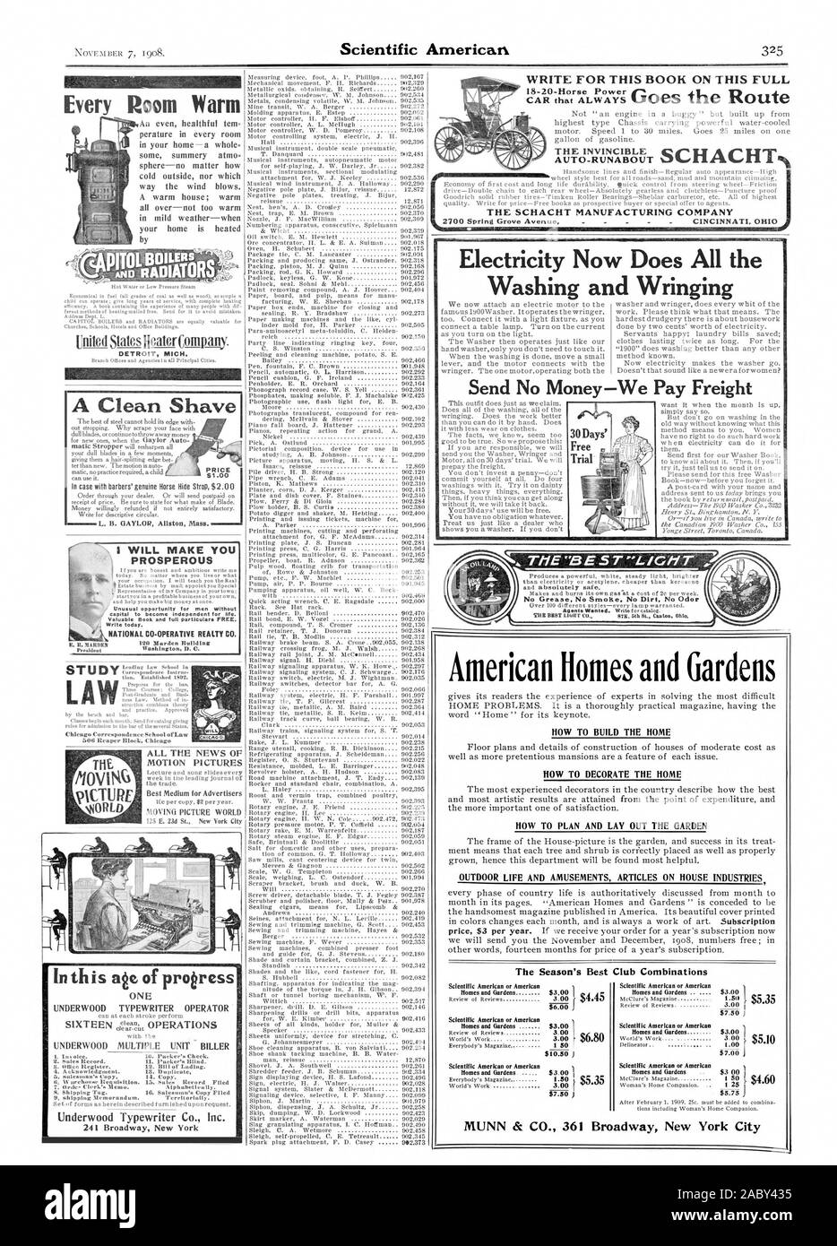 Per scrivere questo libro su questa piena 18-20-Horse Power AUTO-UTILITARIA IL SCHACHT MANUFACTURING COMPANY ogni camera calda vi farò prospera NAZIONALI DI CO-OPERATIVE REALTY CO. Una rasatura pulita in caso con i barbieri' autentico cavallo Nascondi Strop $2.00 Tutte le notizie di Motion Pictures mezzo migliore per gli inserzionisti Moving Picture World 125 E. 23t1 San New York City hi questa età del progresso di una macchina da scrivere Underwood Co. Inc. Chicago scuola per corrispondenza di diritto 506 blocco Mietitore Chicag studio ora di energia elettrica non tutti i Washirnt Wrin e a inviare denaro non dobbiamo pagare merci senza grasso No Smoke No Dirt nessun odore American Foto Stock