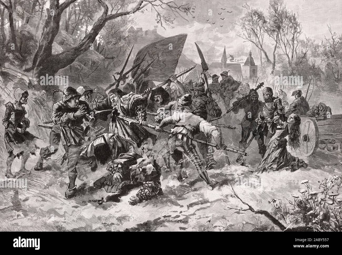 Scena dal tedesco guerra dei contadini, 1525 Foto Stock