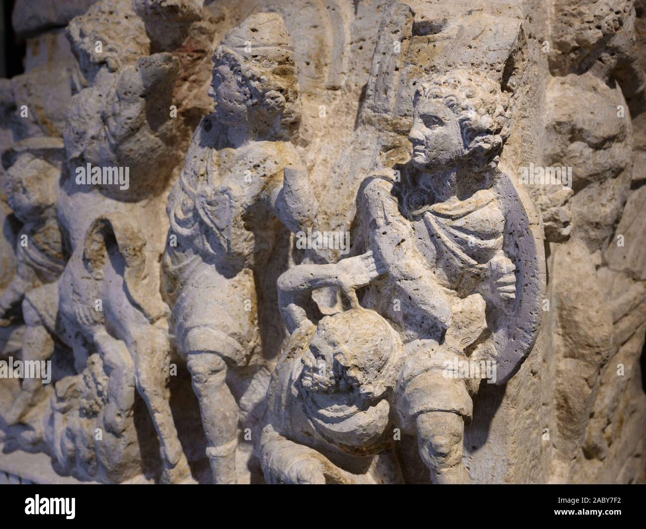 Perugia. L'Italia. Etrusca urna cineraria dalla Cacni tomba di famiglia nei pressi di Perugia , il Museo Archeologico Nazionale dell'Umbria (MANU - Archaeologi nazionale Foto Stock