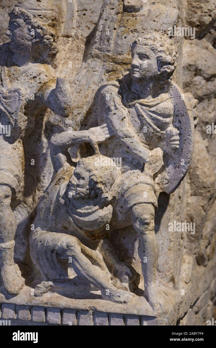 Perugia. L'Italia. Etrusca urna cineraria dalla Cacni tomba di famiglia nei pressi di Perugia , il Museo Archeologico Nazionale dell'Umbria (MANU - Archaeologi nazionale Foto Stock