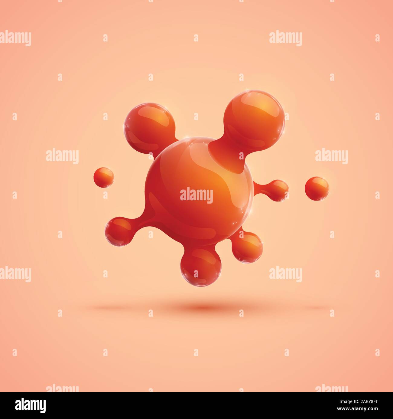 Arancione molecola realistico, vettore Illustrazione Vettoriale