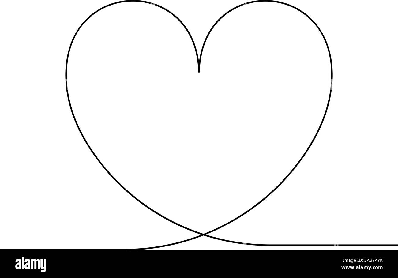 Rappresentazione in linea continua di due cuori, in bianco e nero minimalista di vettore illustrazione del concetto di amore. Uno o due cuori Illustrazione Vettoriale
