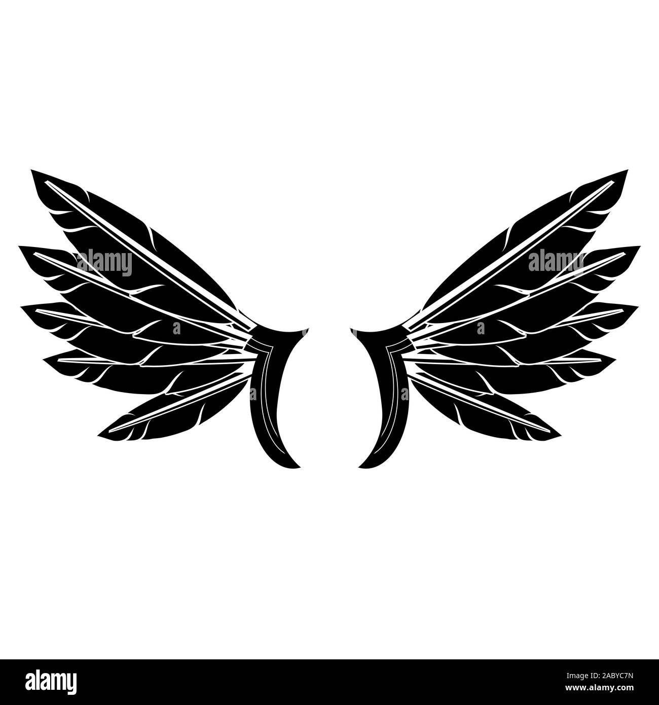 Angelo o ali di Phoenix su sfondo bianco. Il logo alato Design. Parte di Eagle Bird. Gli elementi di design per l'emblema, Segno, il marchio. Foto Stock