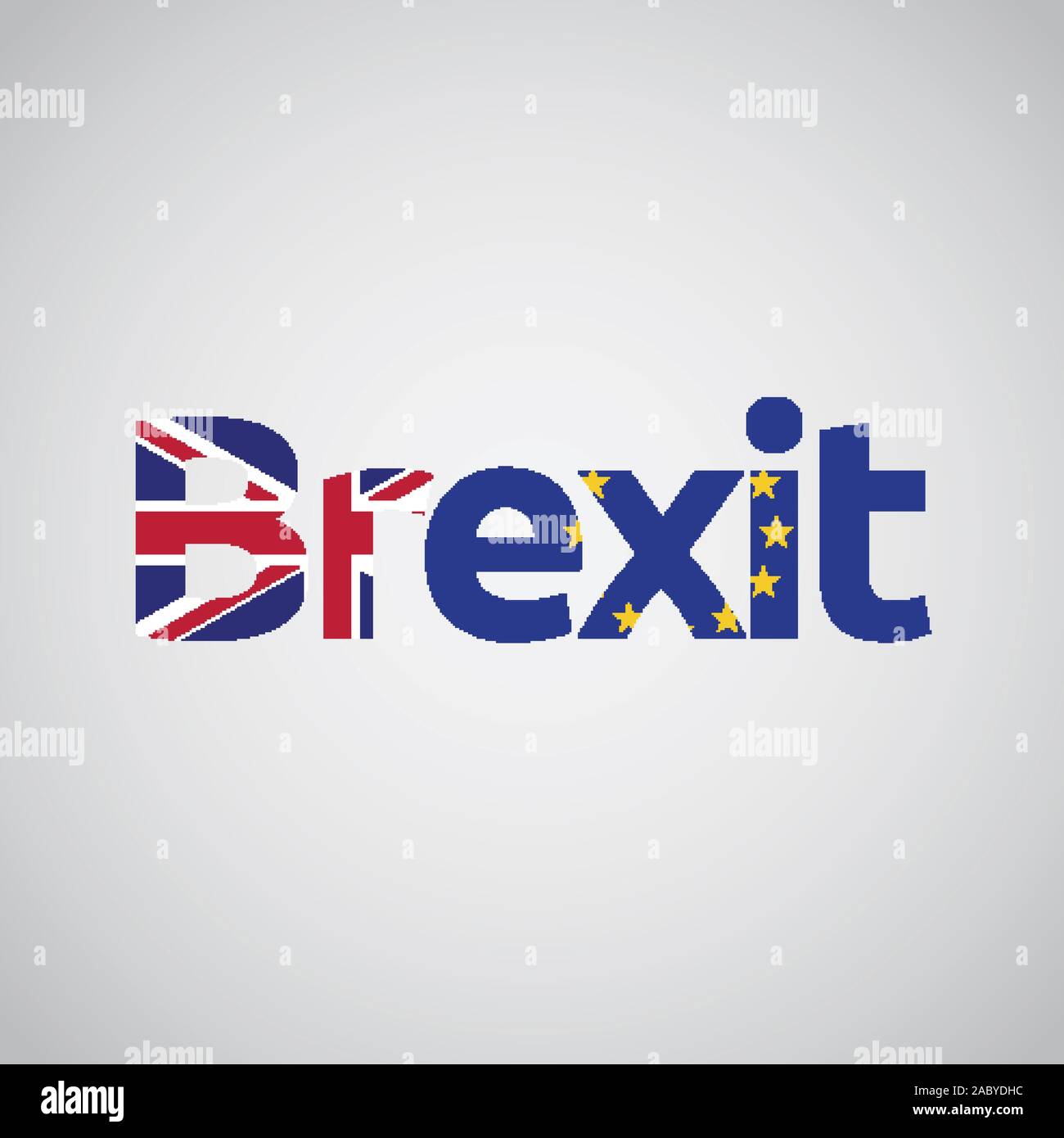 Testo Brexit con UK e UE bandiere, vettore Illustrazione Vettoriale