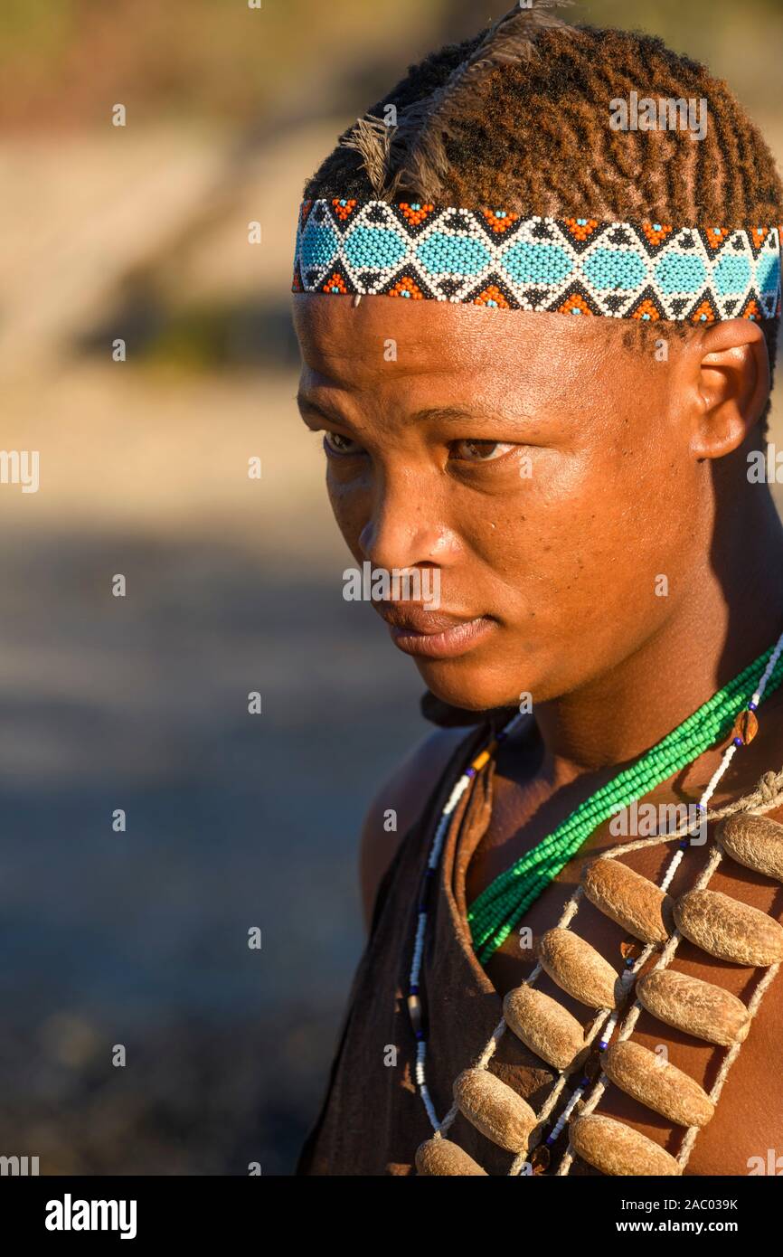 San, dei Boscimani del Kalahari, in Botswana Foto Stock