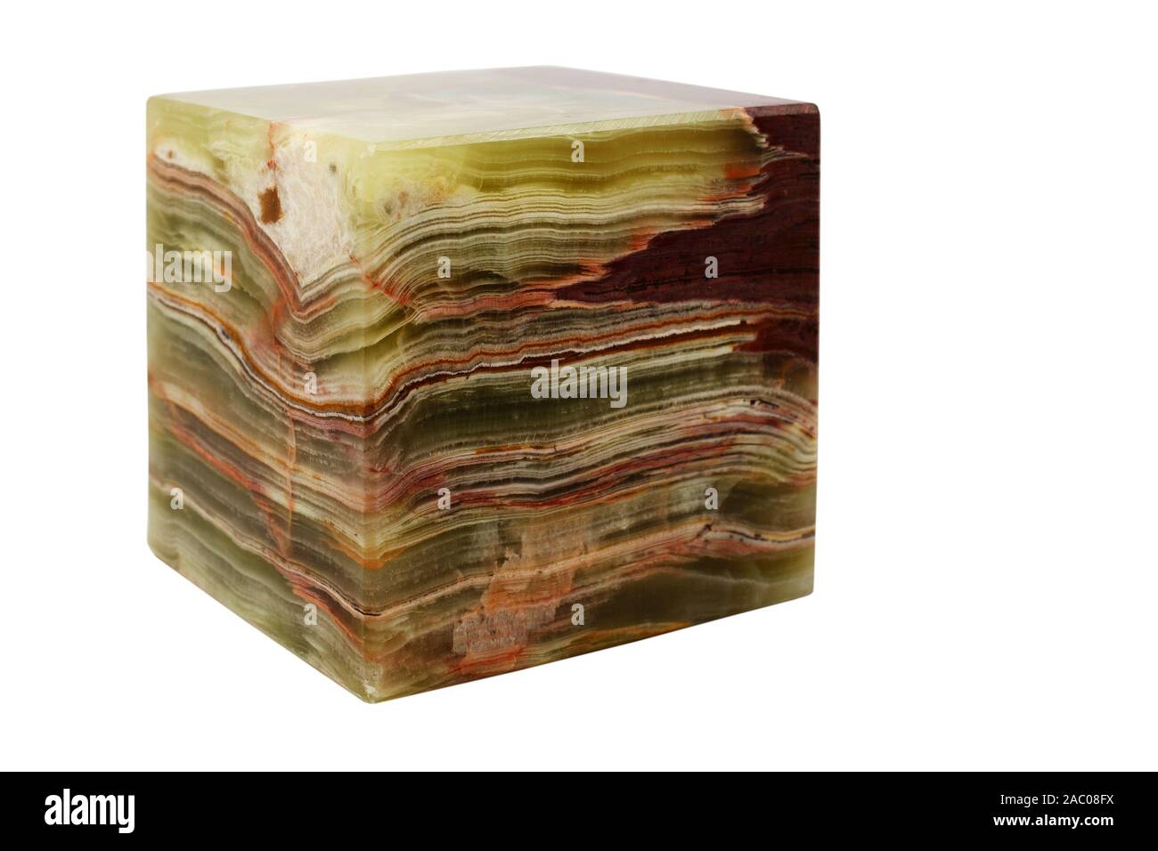 Cubo di marmo onyx su sfondo bianco Foto Stock