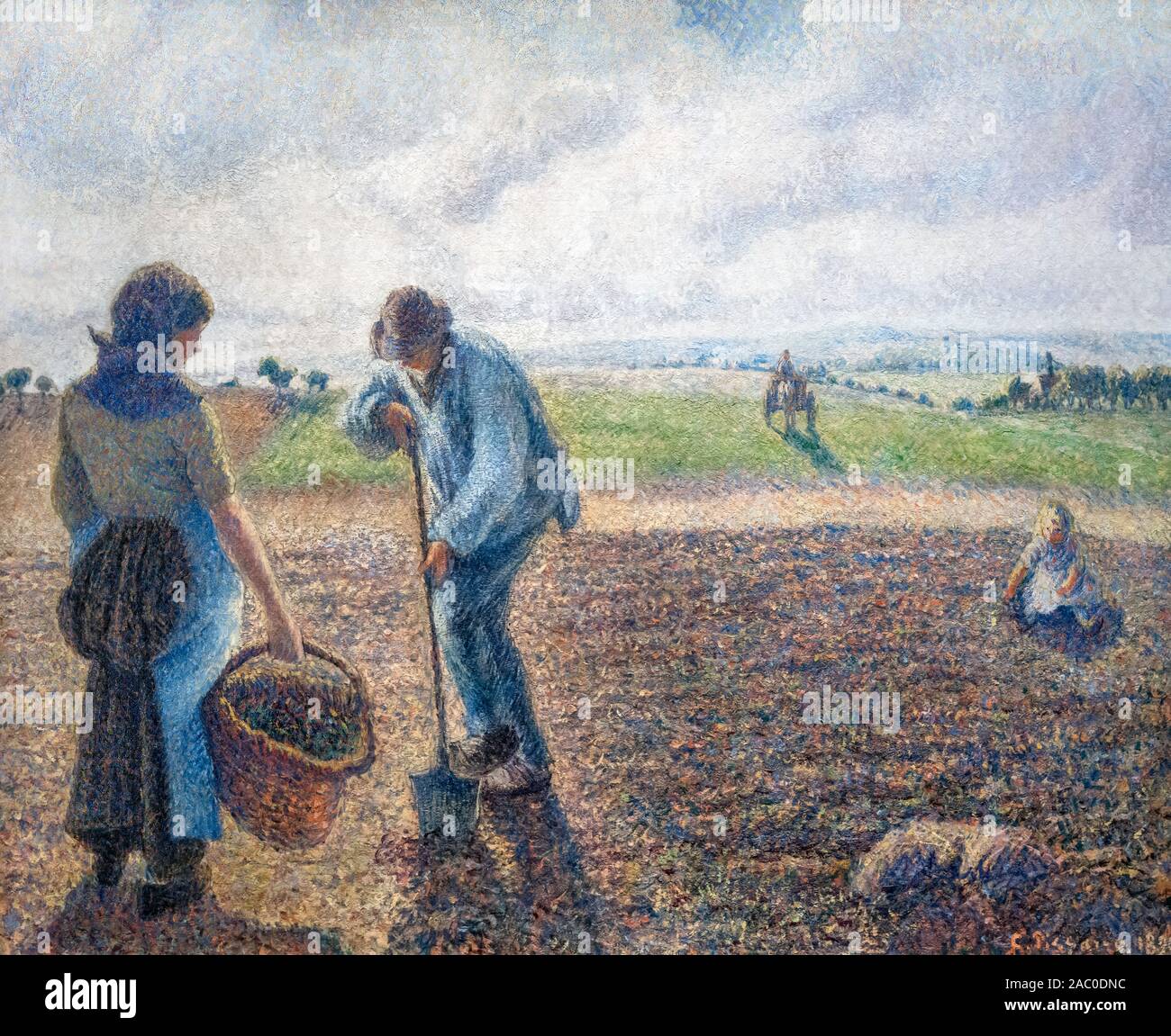 I contadini nei campi, Éragny (Paysans dans les champs, Éragny) da Camille Pissarro (1830-1903), olio su tela, 1890 Foto Stock