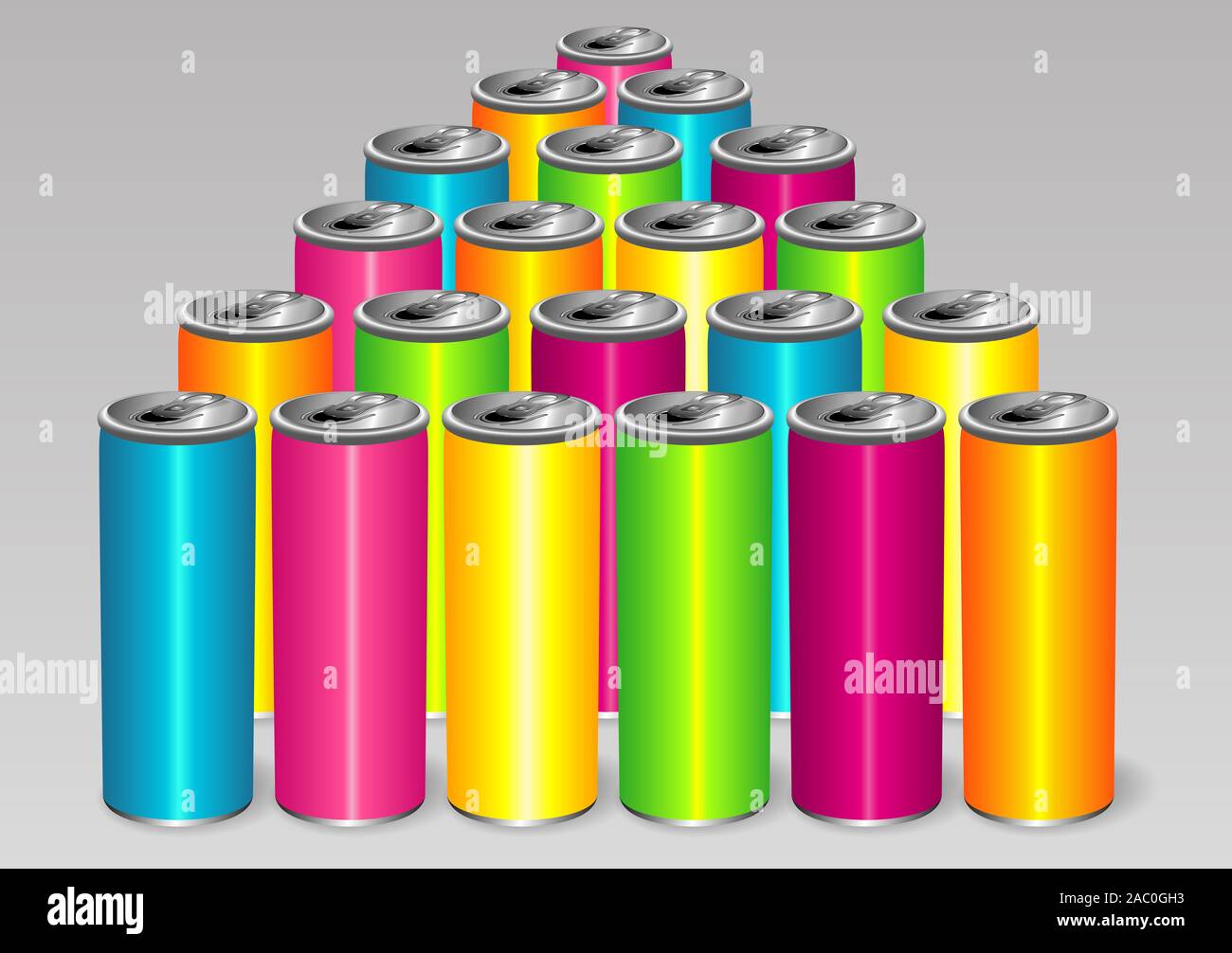 Colore lattine metalliche Illustrazione 3D rendering sullo sfondo Foto Stock