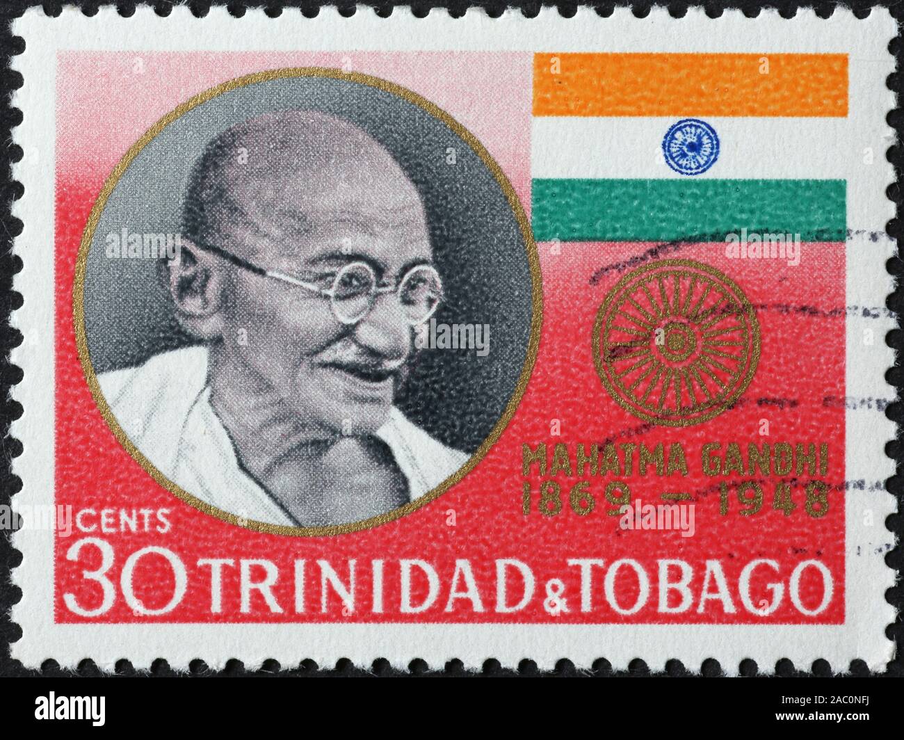 Il Mahatma Gandhi sul francobollo di &Trinidad Tobago Foto Stock