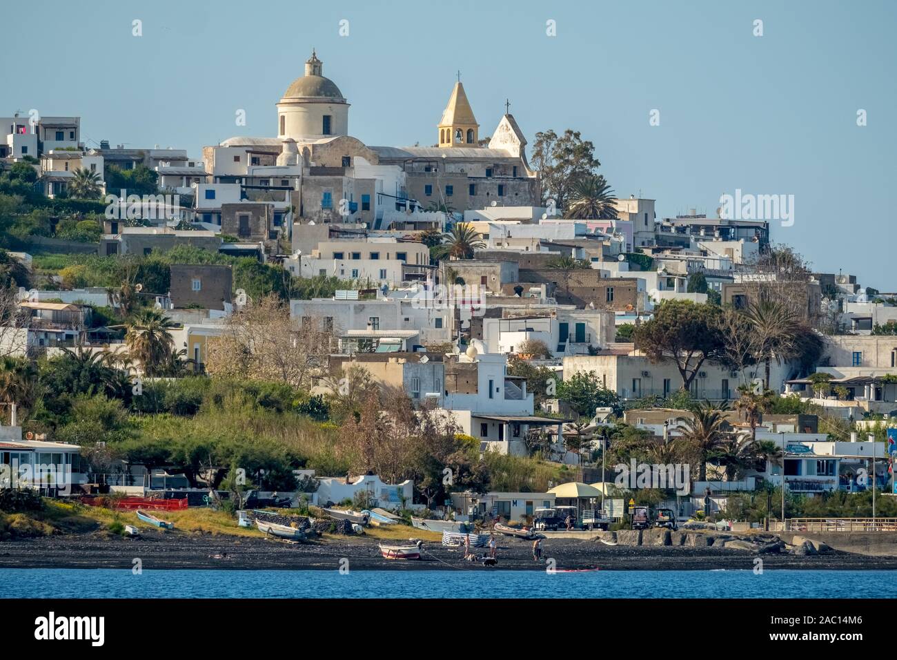 Vista di Stromboli e le isole Eolie, isole Lipari, Tirreno sud Italia, in provincia di Messina, Italia Foto Stock