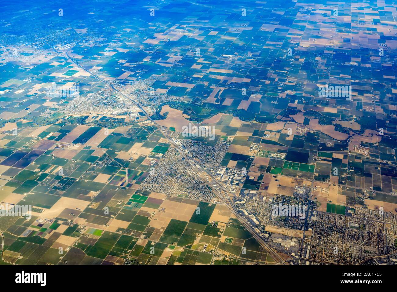 Vista aerea del Stanislao County in California Foto Stock