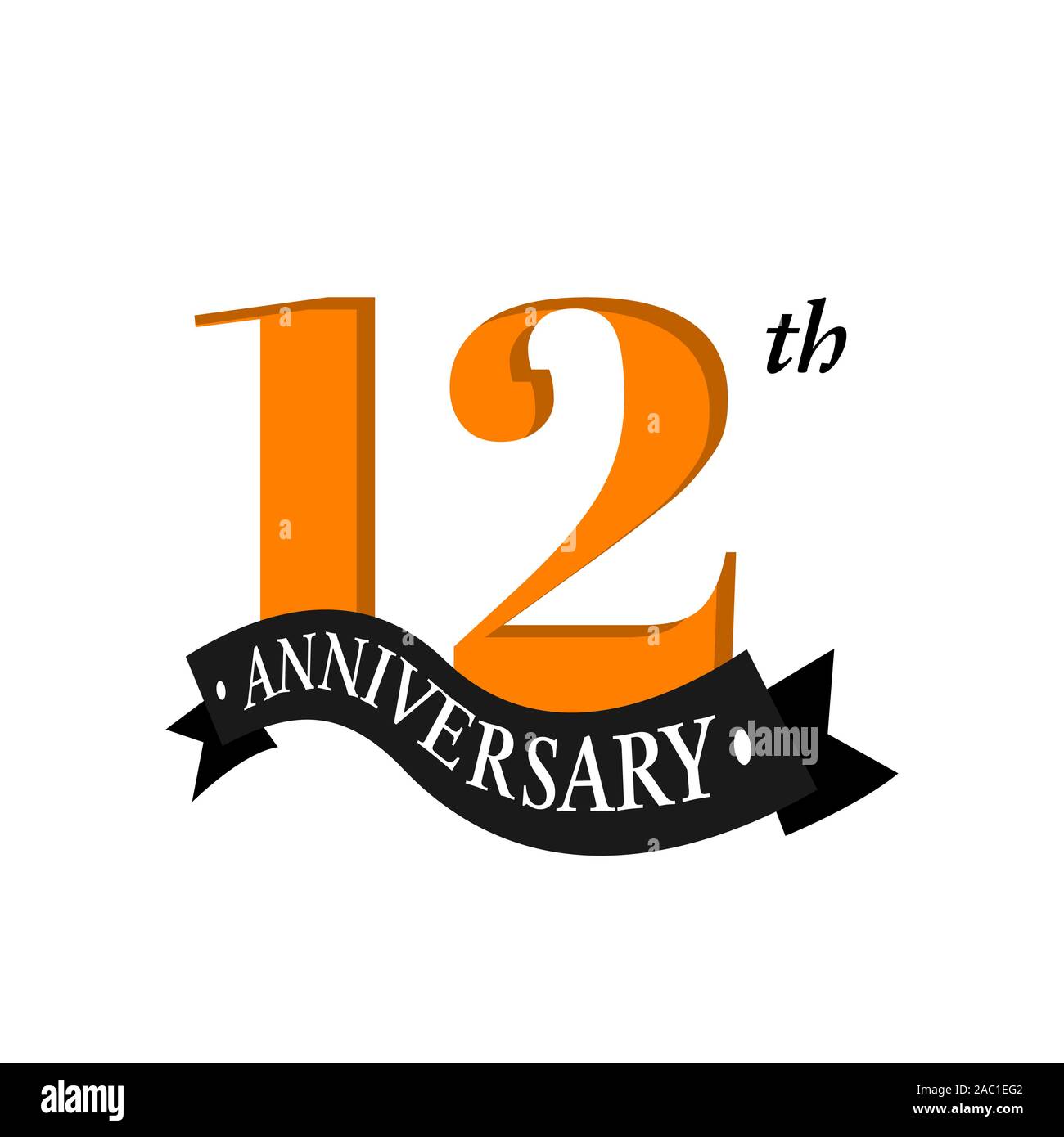 Dodicesimo anniversario logo vettoriale illustrazione. 12 anni di anniversario celebrazione logotipo con numero e nastro. dodici anni evento di celebrazione symbo segno Illustrazione Vettoriale