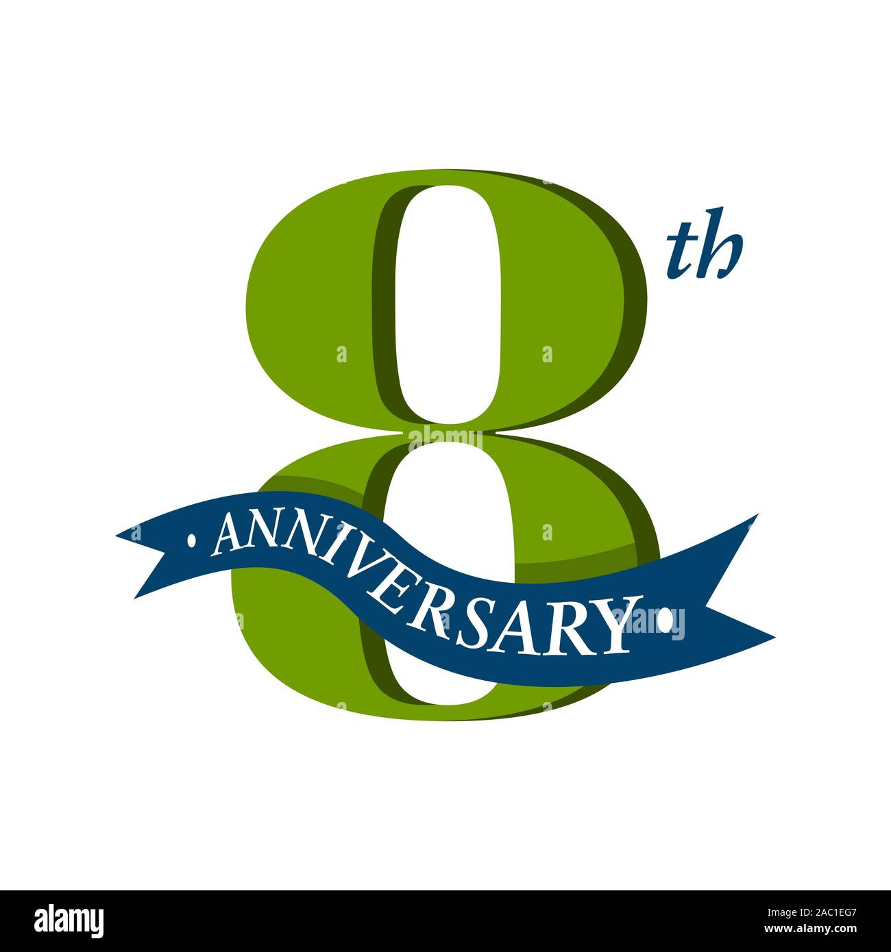 Ottavo anniversario logo vettoriale illustrazione. 8 anni di anniversario celebrazione design logotipo con numero e nastro. otto anni celebrazione evento segno s Illustrazione Vettoriale