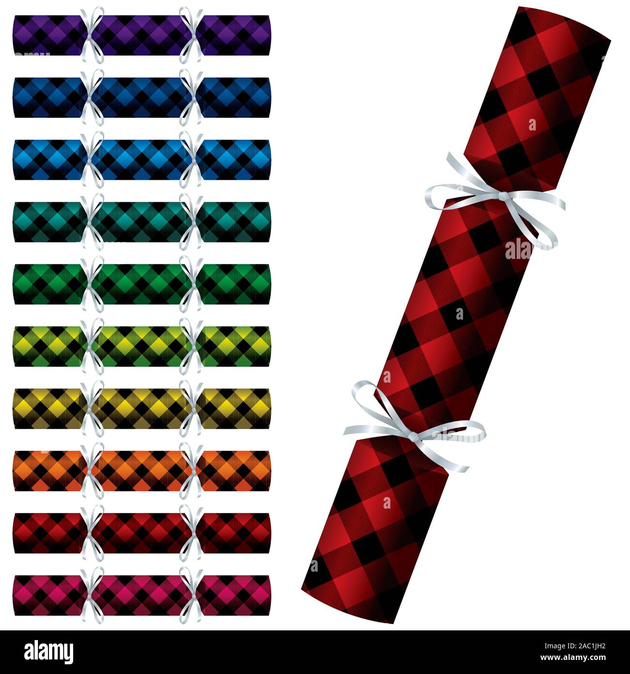 Luminose buffalo plaid Christmas Cracker in formato vettoriale. Illustrazione Vettoriale