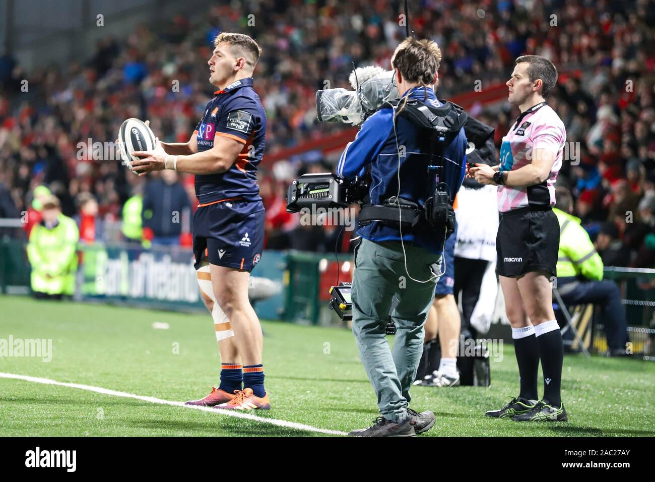 Novembre 29th, 2019, Cork, Irlanda: azione dal Munster Rugby versus Edinburgh partita di rugby presso l' Irish Independent Park Foto Stock