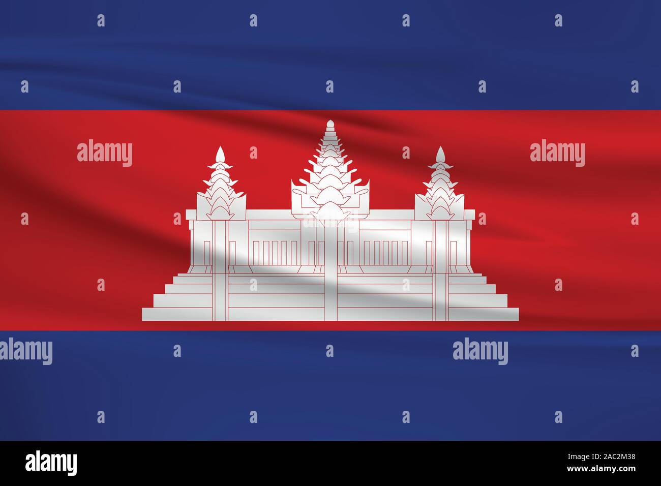 Sventola bandiera Cambogia, colori ufficiali e il rapporto corretto. Cambogia bandiera nazionale. Illustrazione Vettoriale. Illustrazione Vettoriale