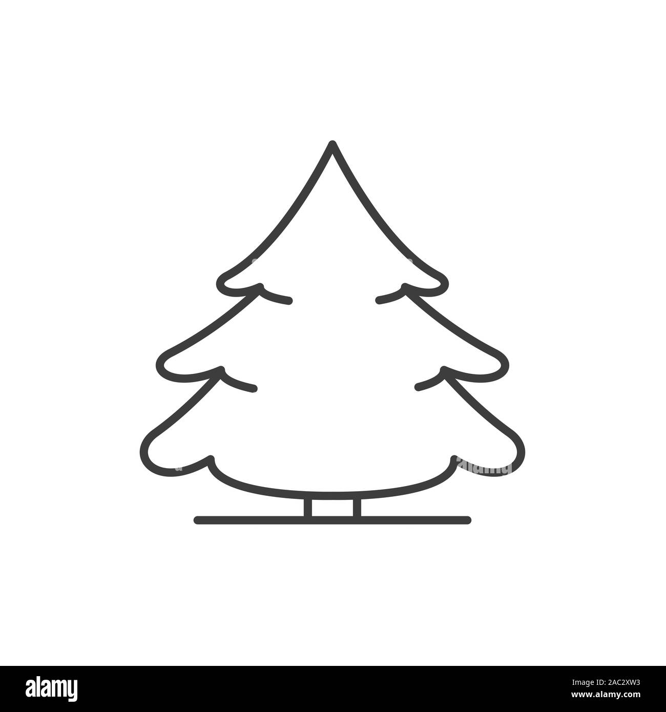 Abete coperto di neve. Icona lineare. Linea sottile illustrazione. Albero di natale il simbolo di contorno. Il vettore isolato disegno di contorno Illustrazione Vettoriale