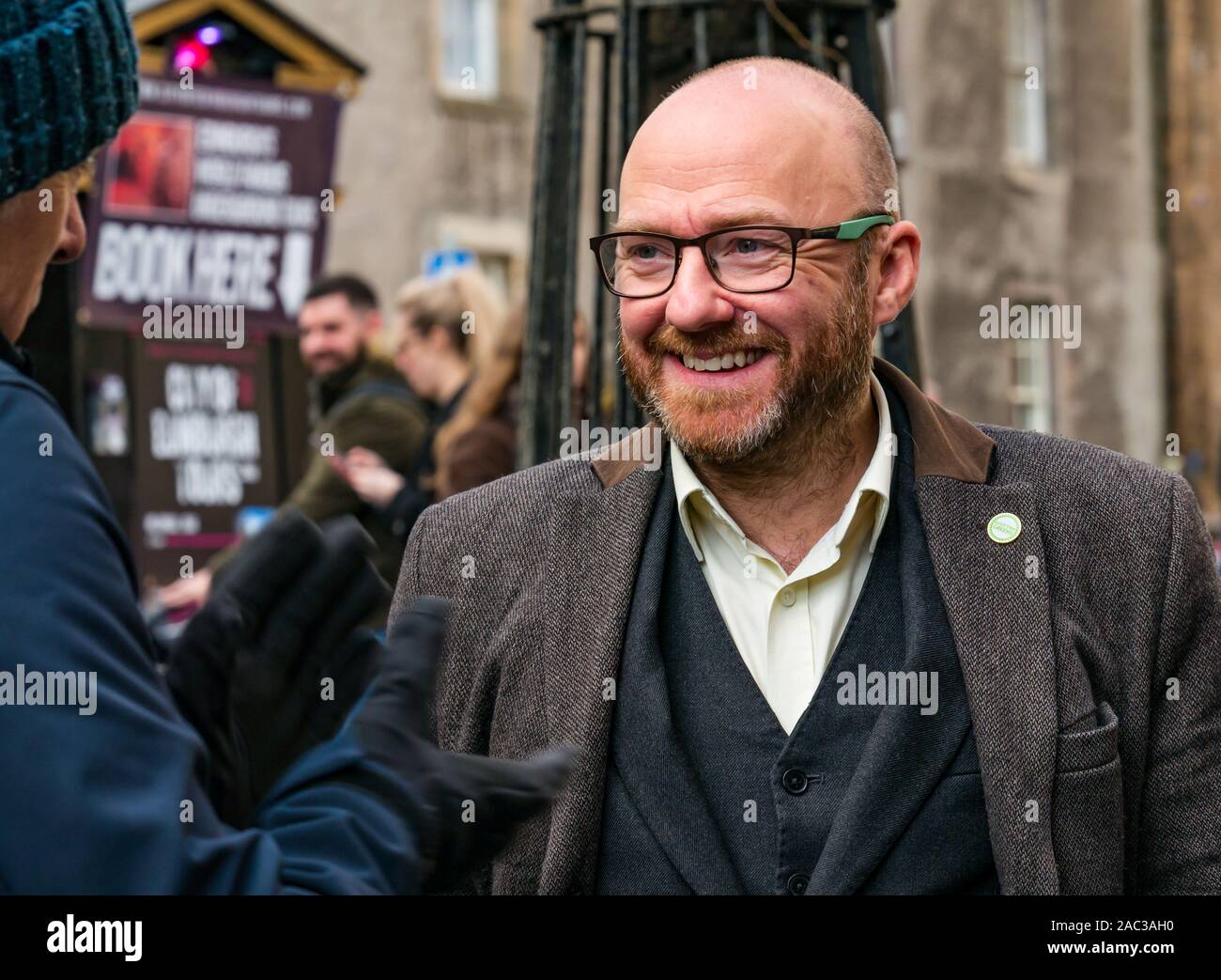 Scottish Partito Verde richiede il cambiamento climatico azione in campagna elettorale. Patrick Harvie, MSP & scozzese Co-Leader verdi Foto Stock