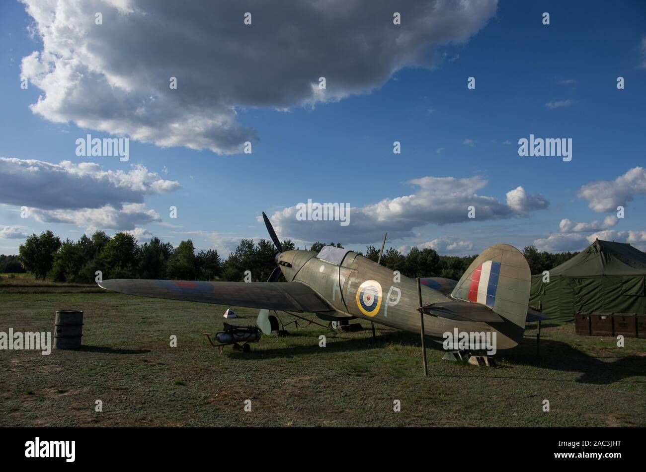 Hawker Hurricane fighter aircraft in 303 Squadrone Museum, Napoleone, Polonia Foto Stock