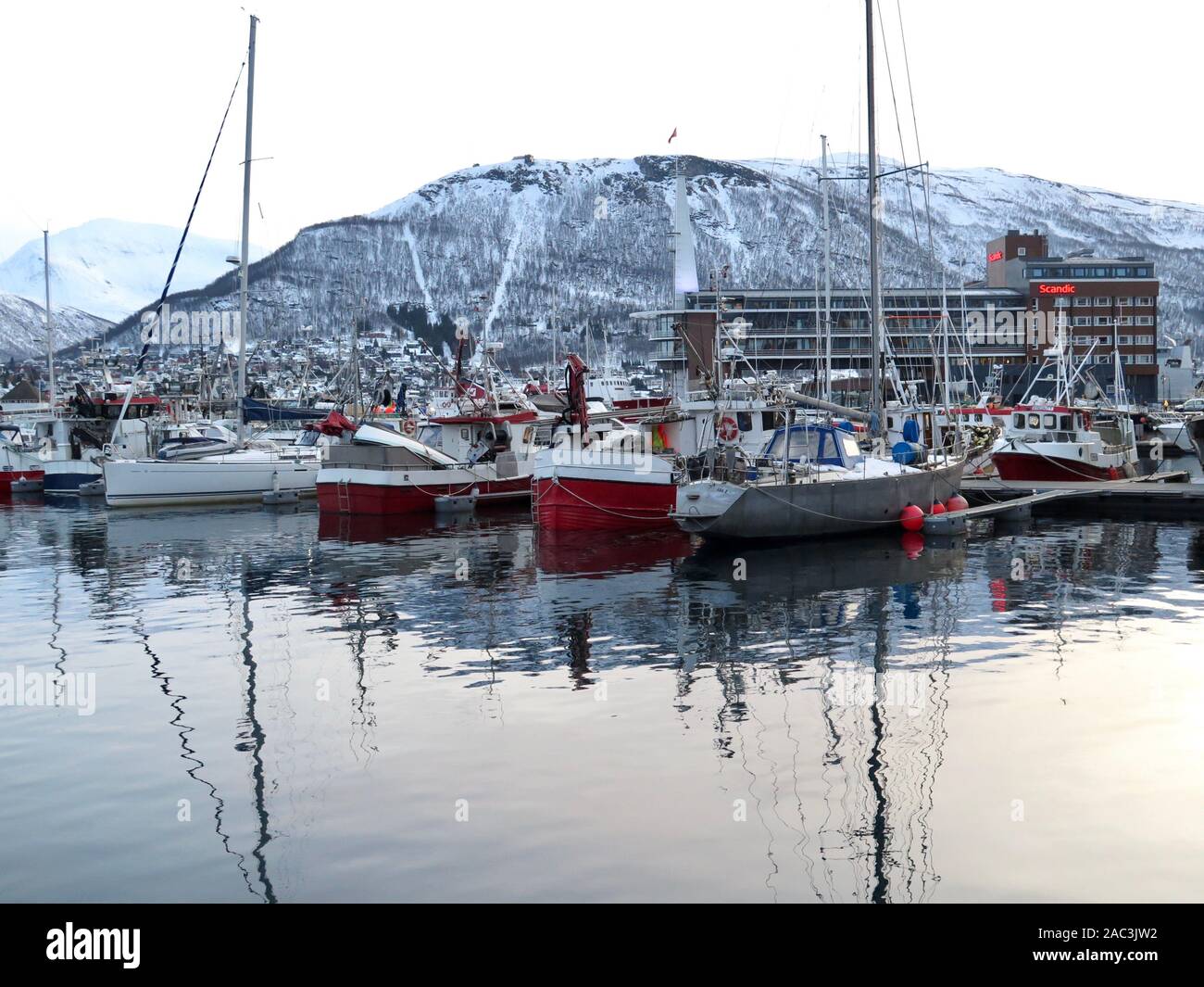 La pesca pontili, Tromso, Norvegia Foto Stock