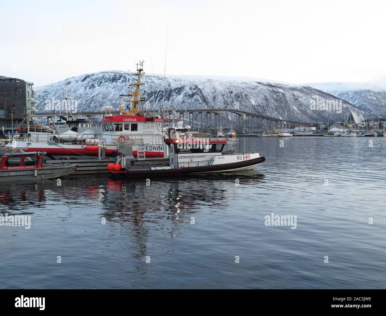 La pesca pontili, Tromso, Norvegia Foto Stock